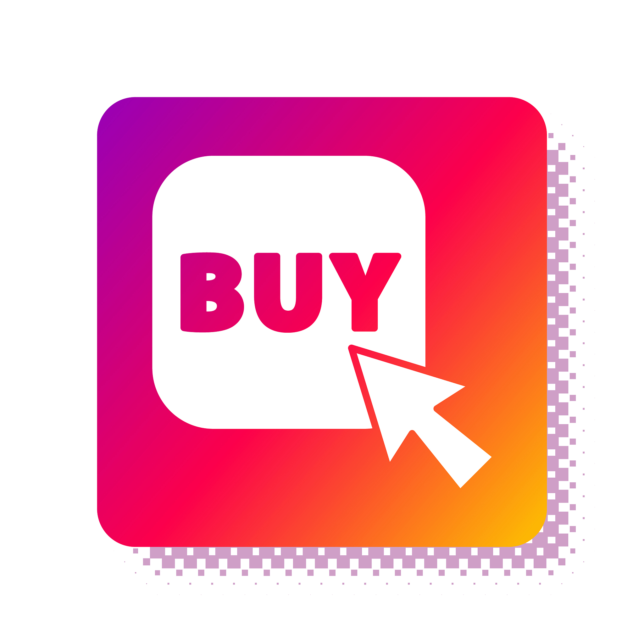 white buy button icon isolated on white