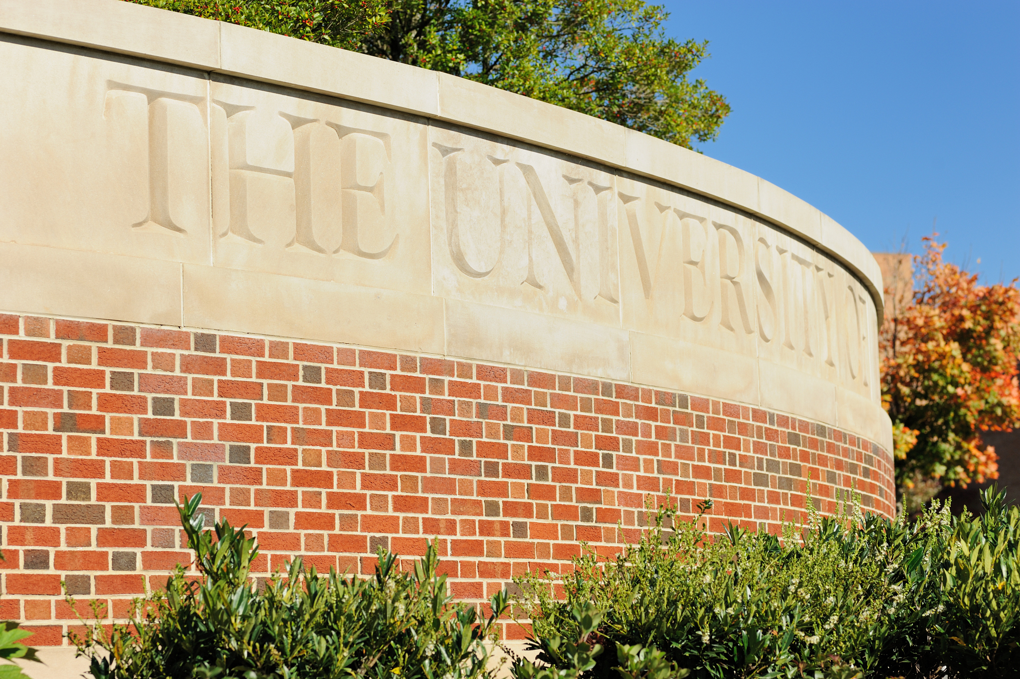 the university sign close up