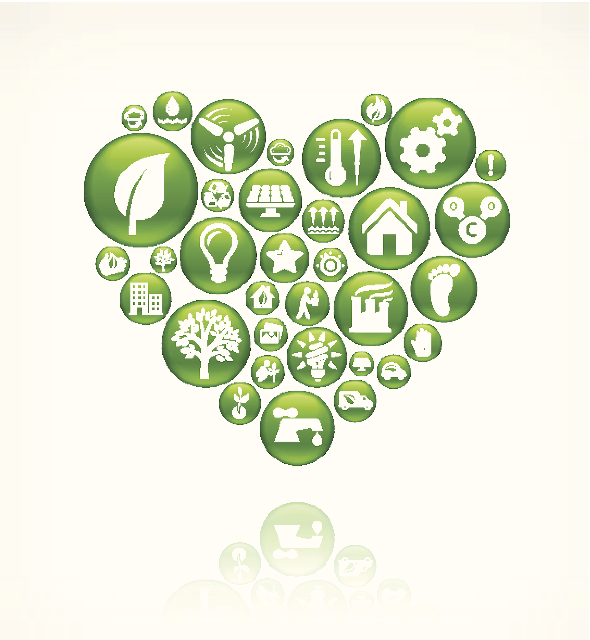 heart with green energy buttons