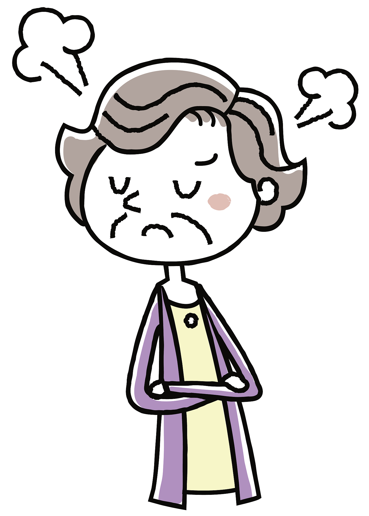illustration material: angry old man woman