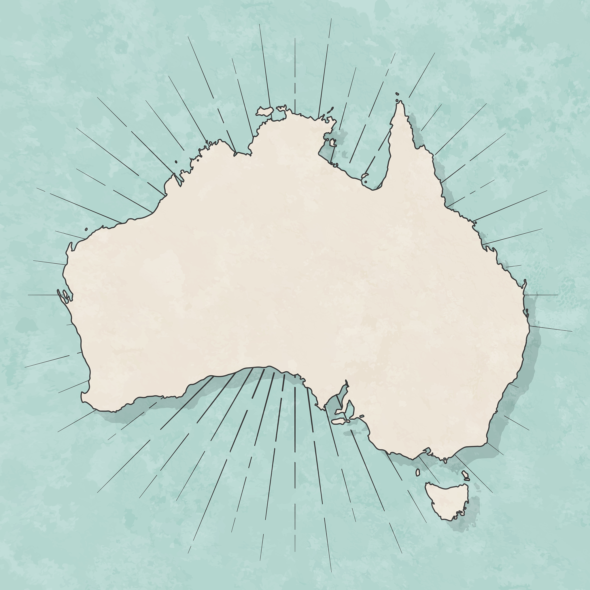 australia map in retro vintage style - old textured paper