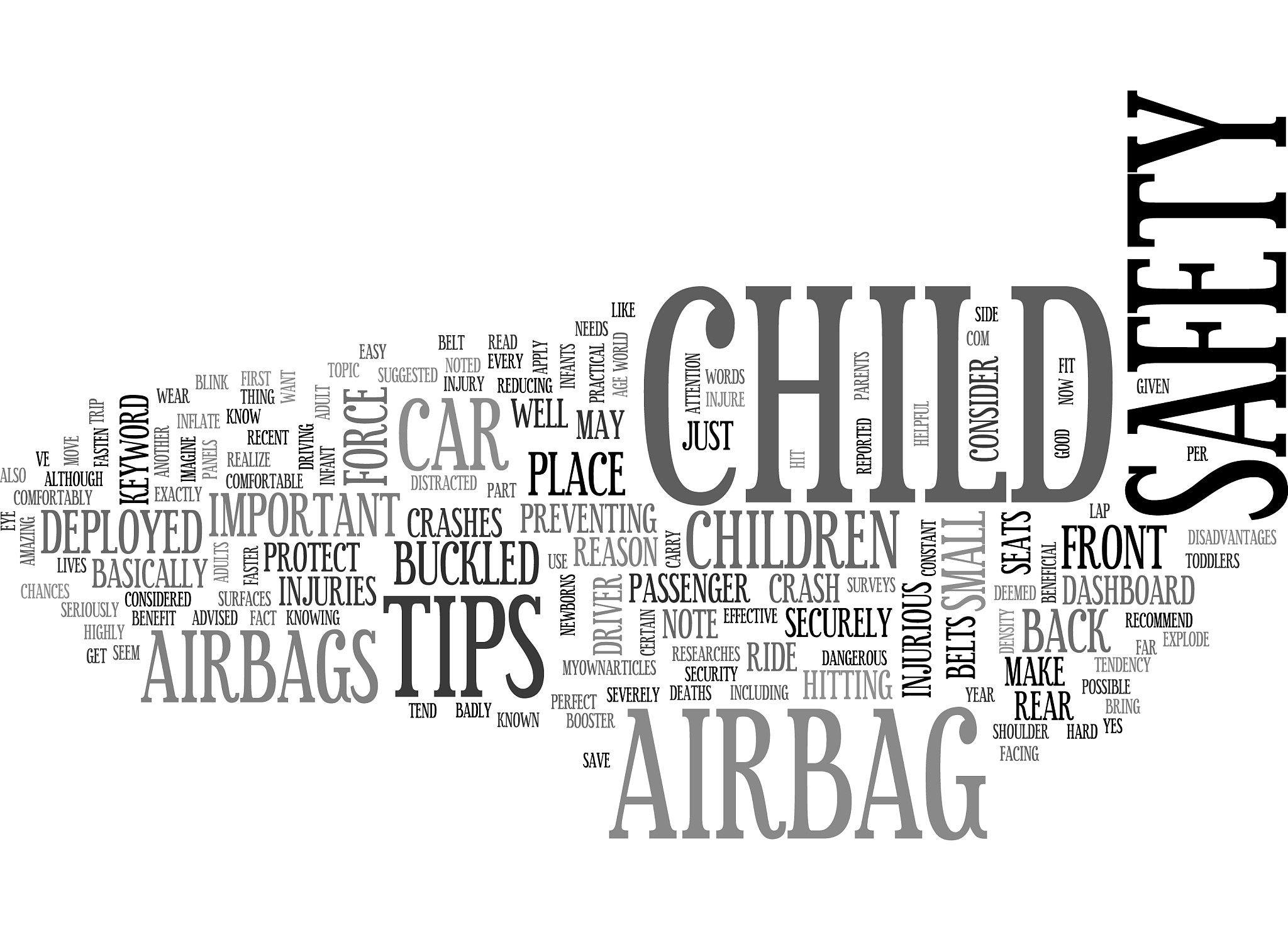 airbag child safety text word cloud concept