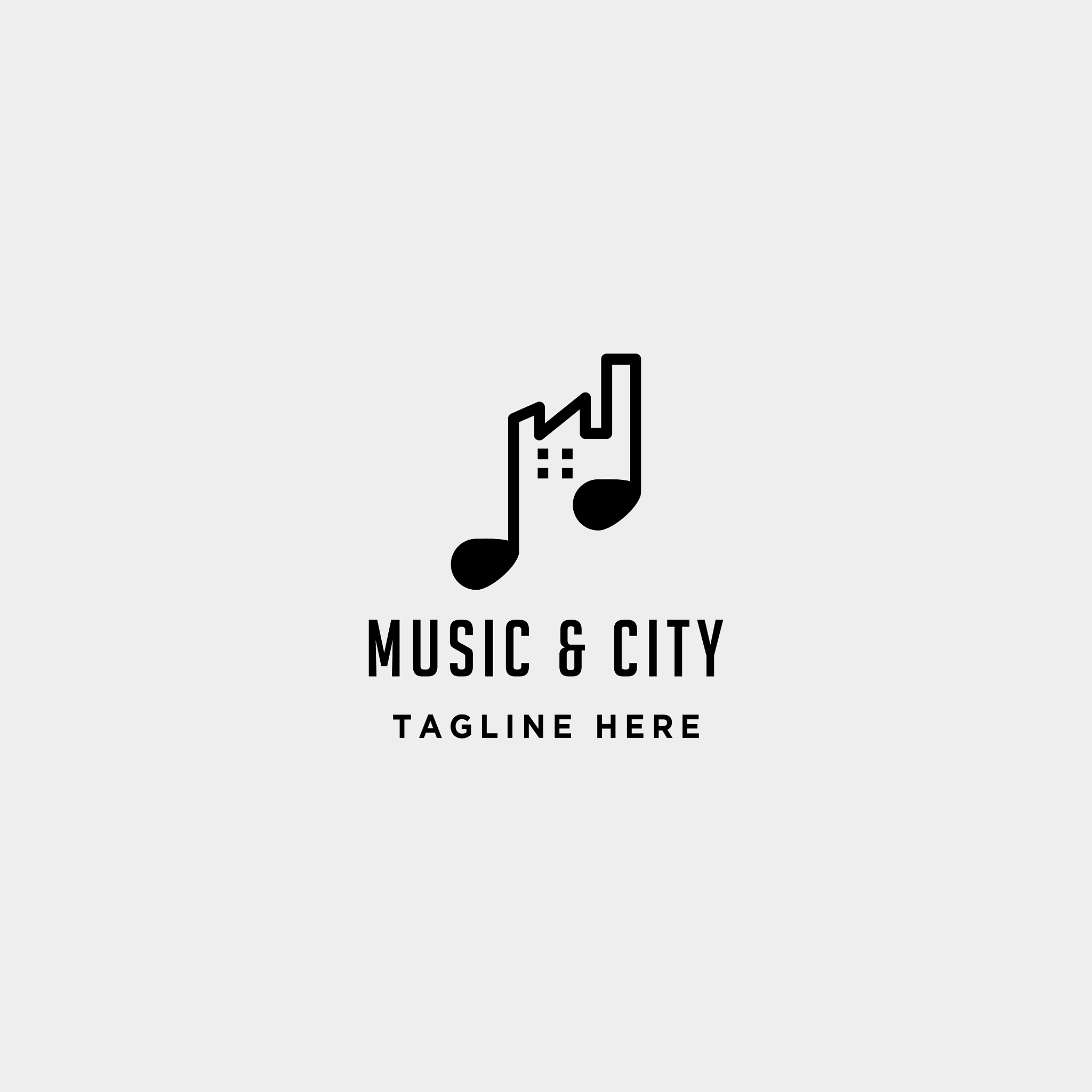 music urban city logo design line simple icon