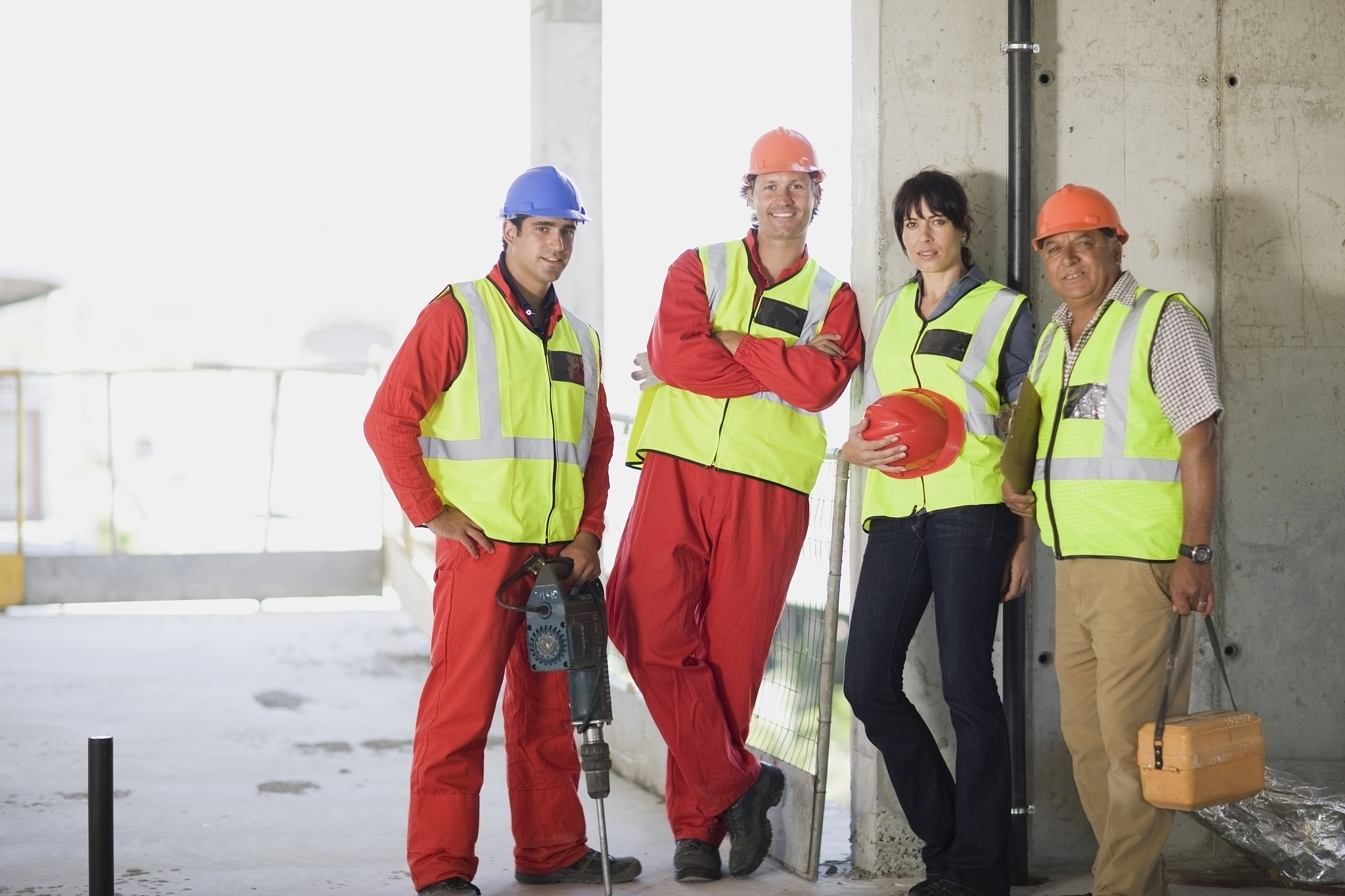 group of building workers