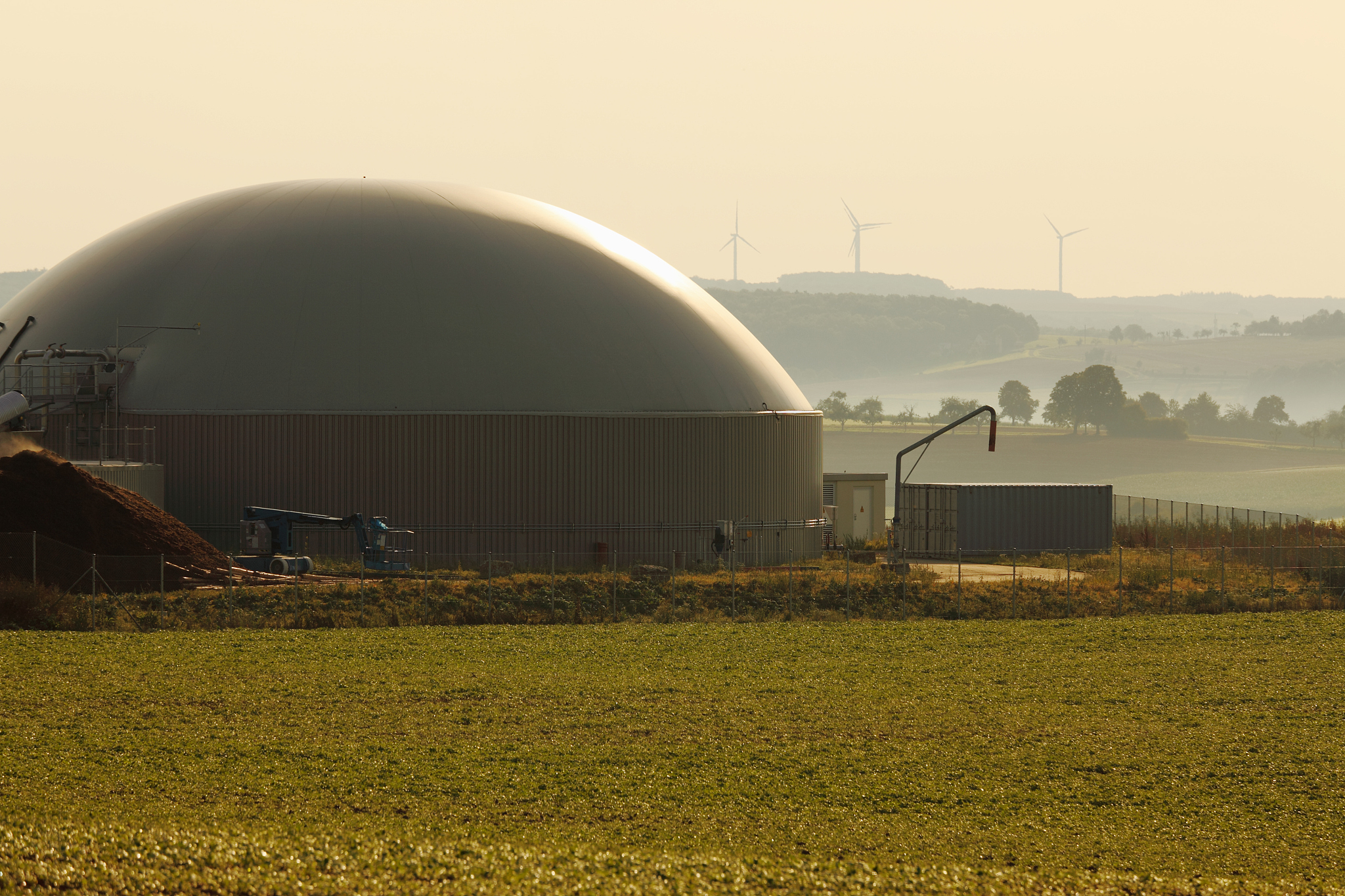 bio gas power plant and wind generators for alternative energy