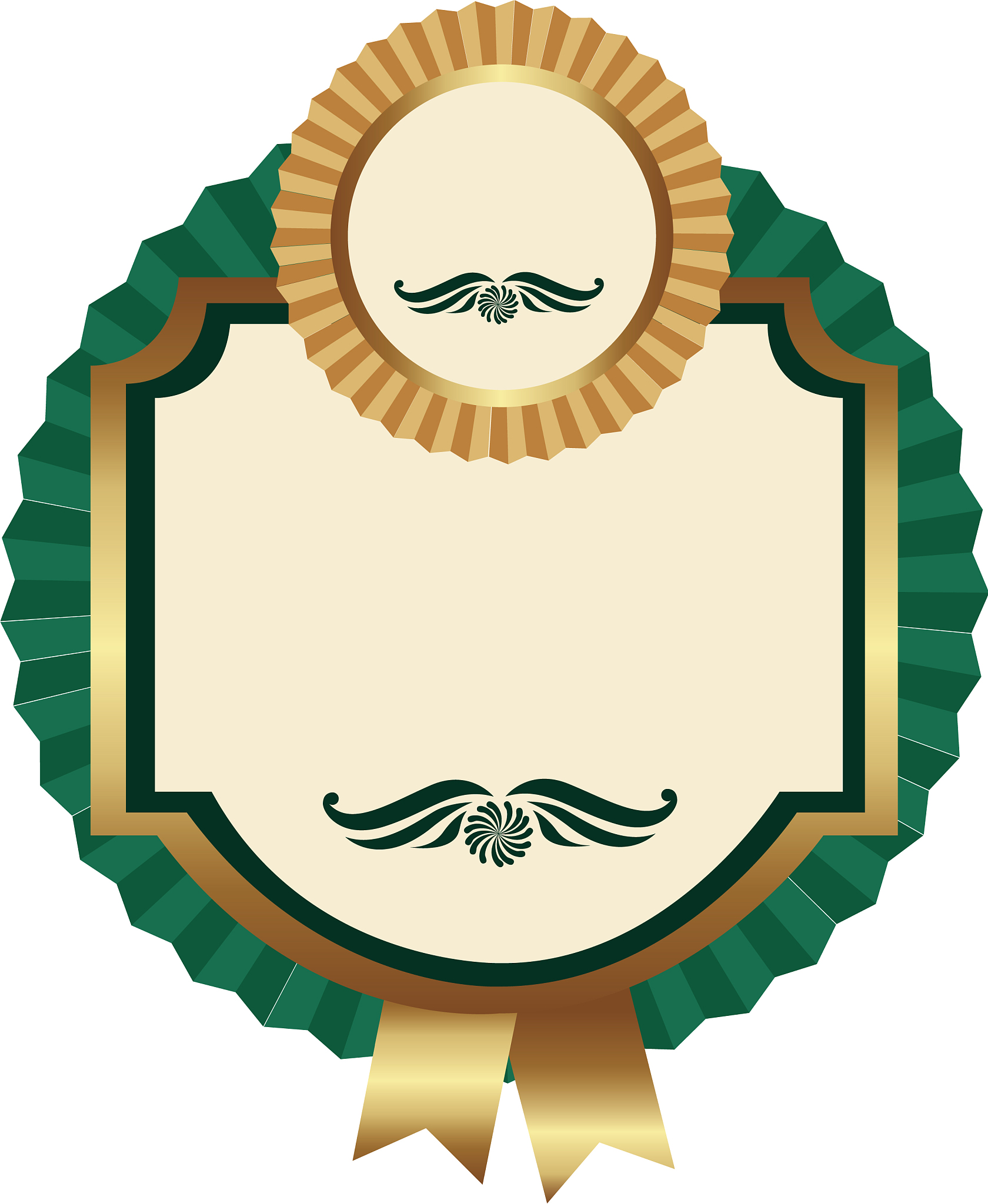 green square emblem with ribbon icon