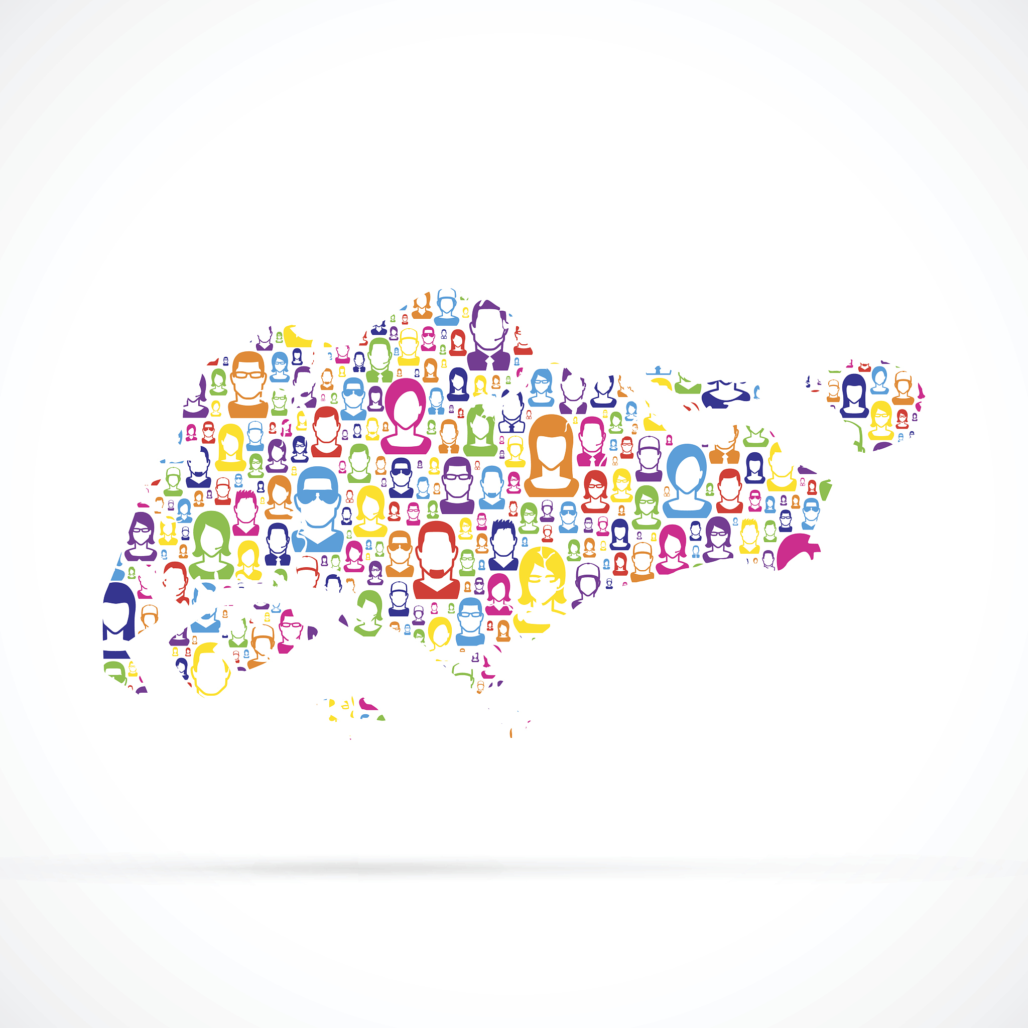 singapore map with people