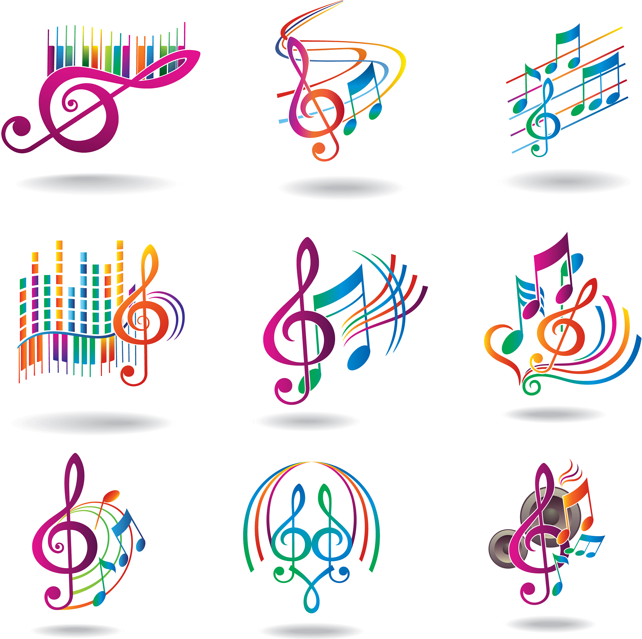colorful music notes set of music design elements