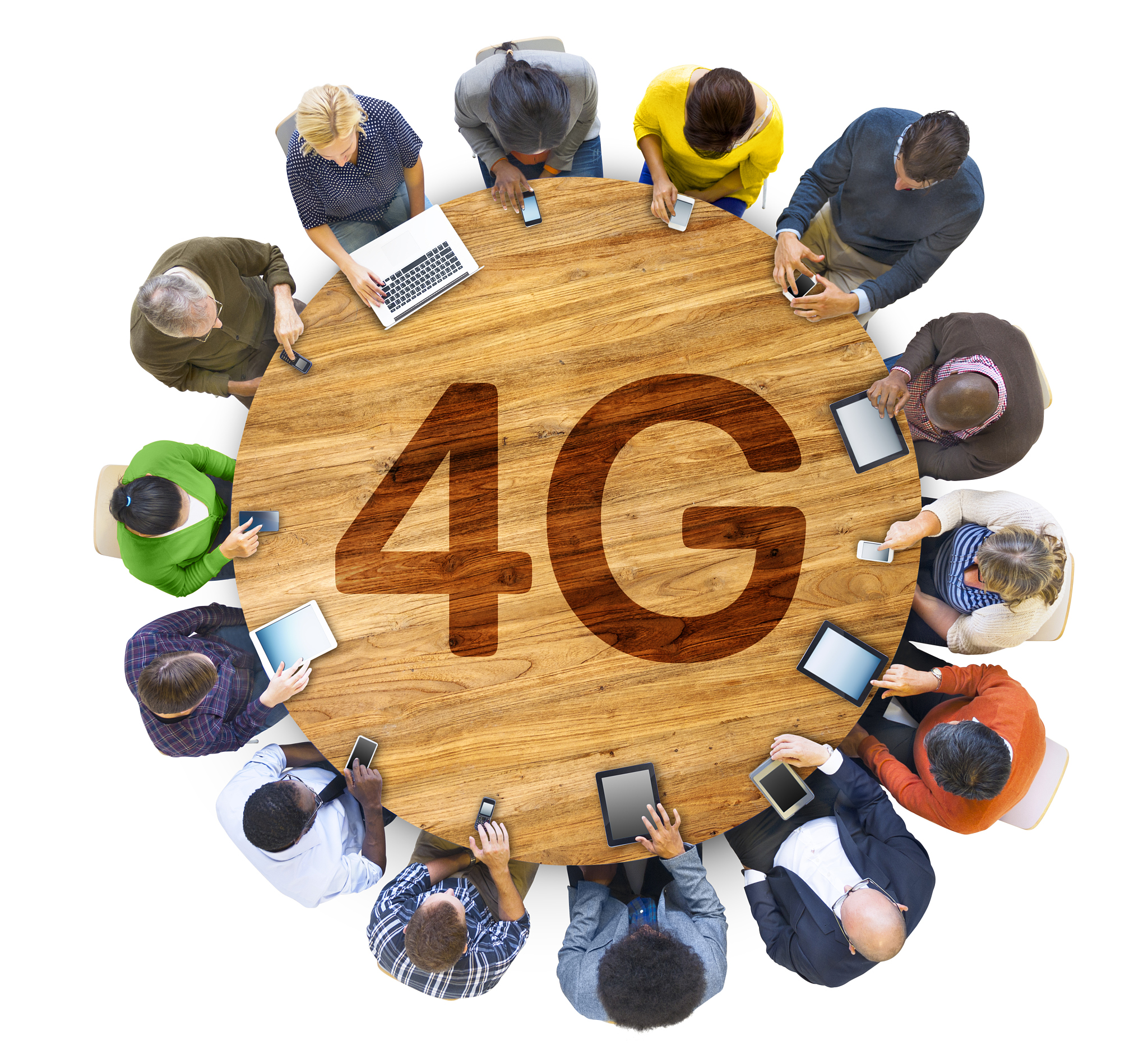 multiethnic group of people social networking and 4g concept