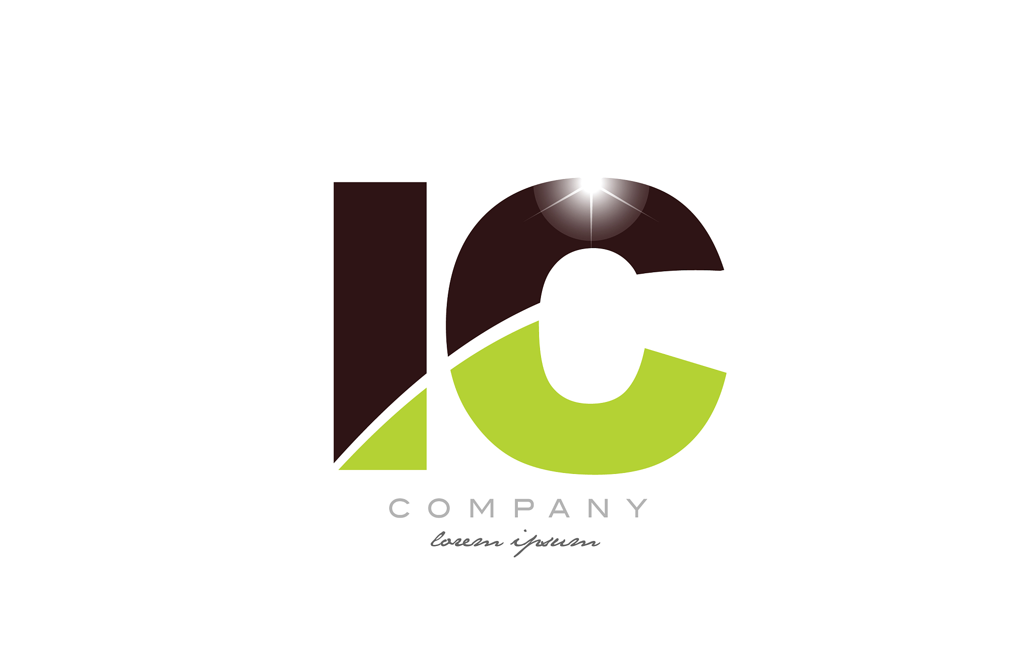letter ic i c alphabet combination in green and
