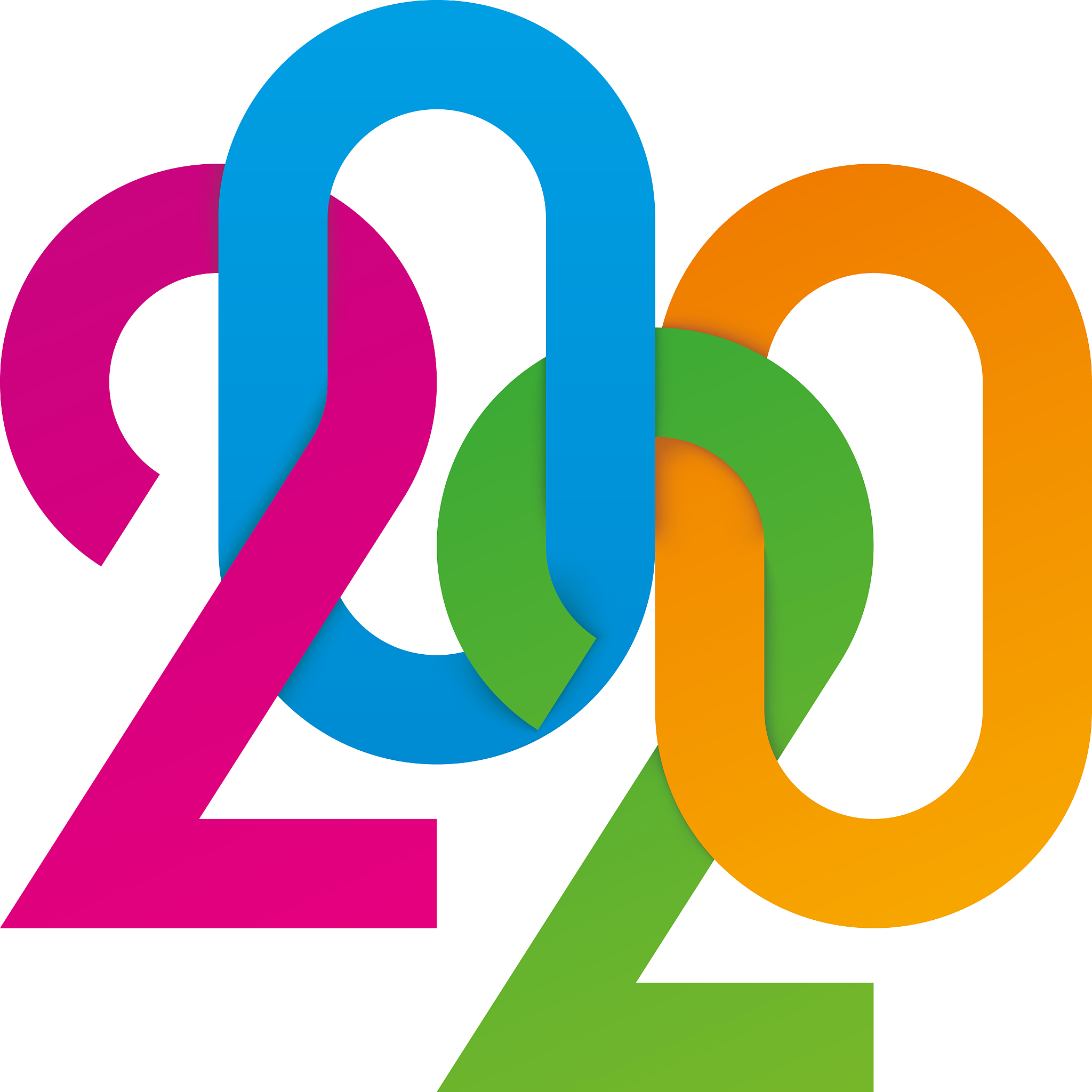 new year 2020 with cut paper effect.