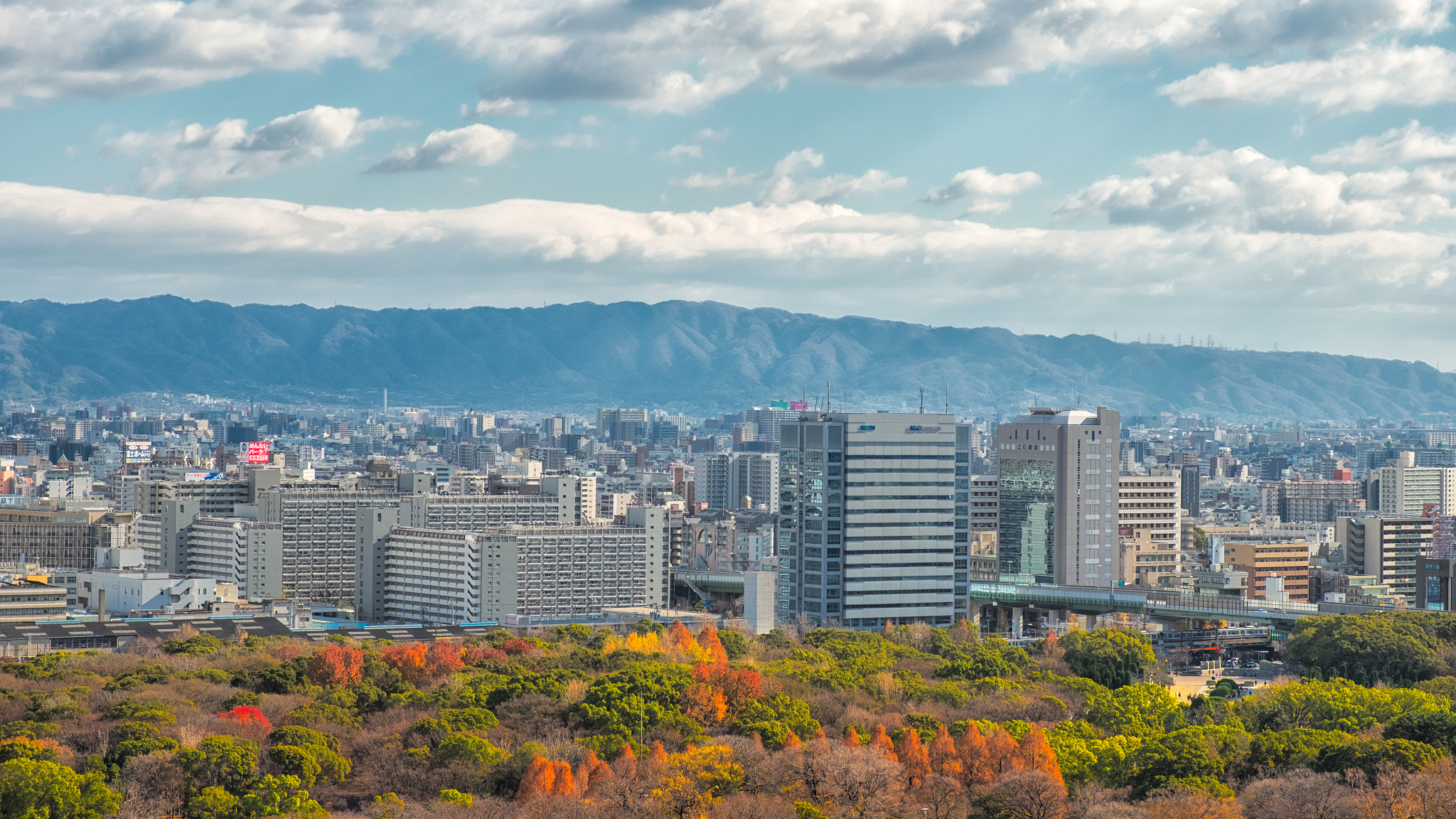 panoramic view of osaka city