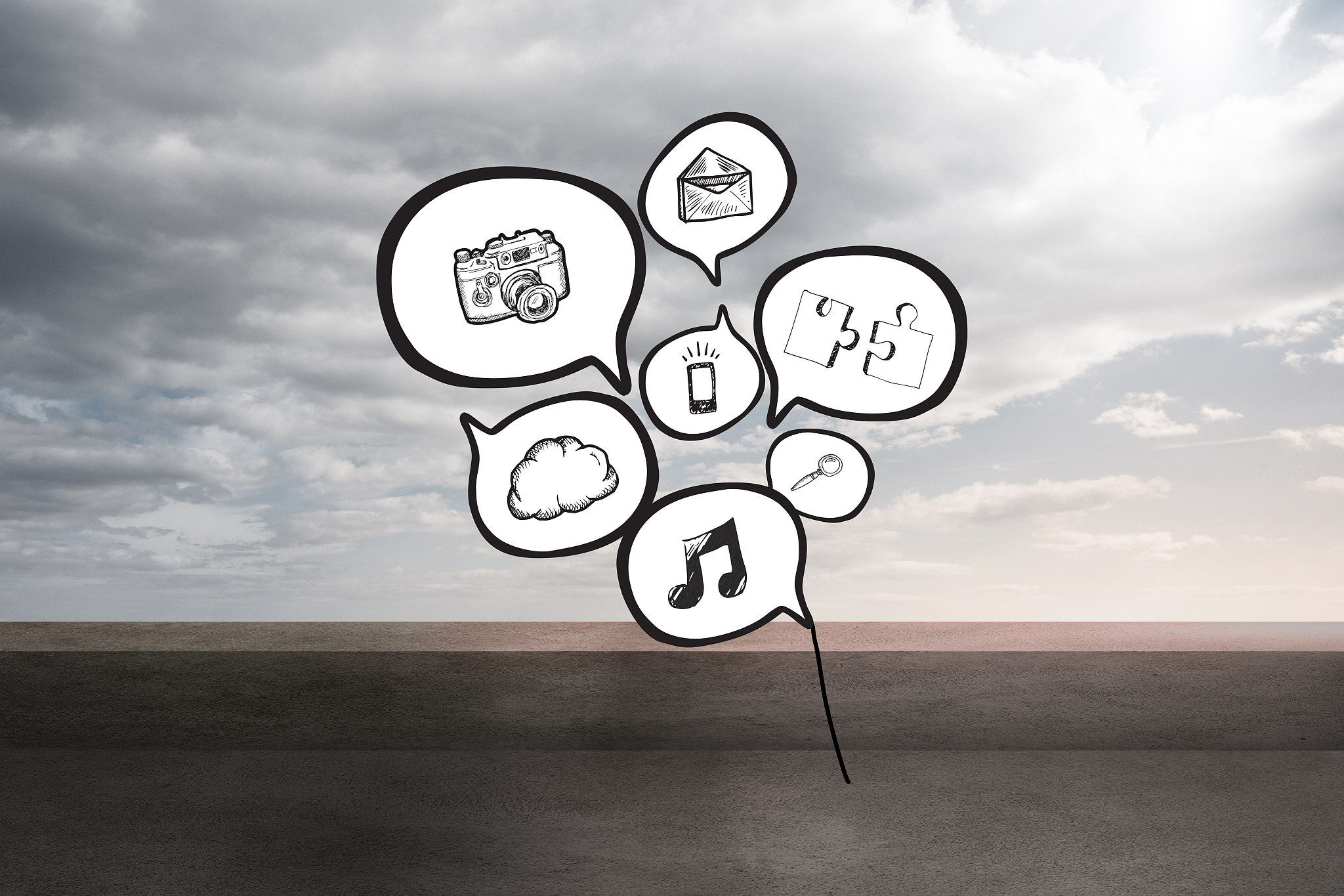 composite image of speech bubbles with app icons