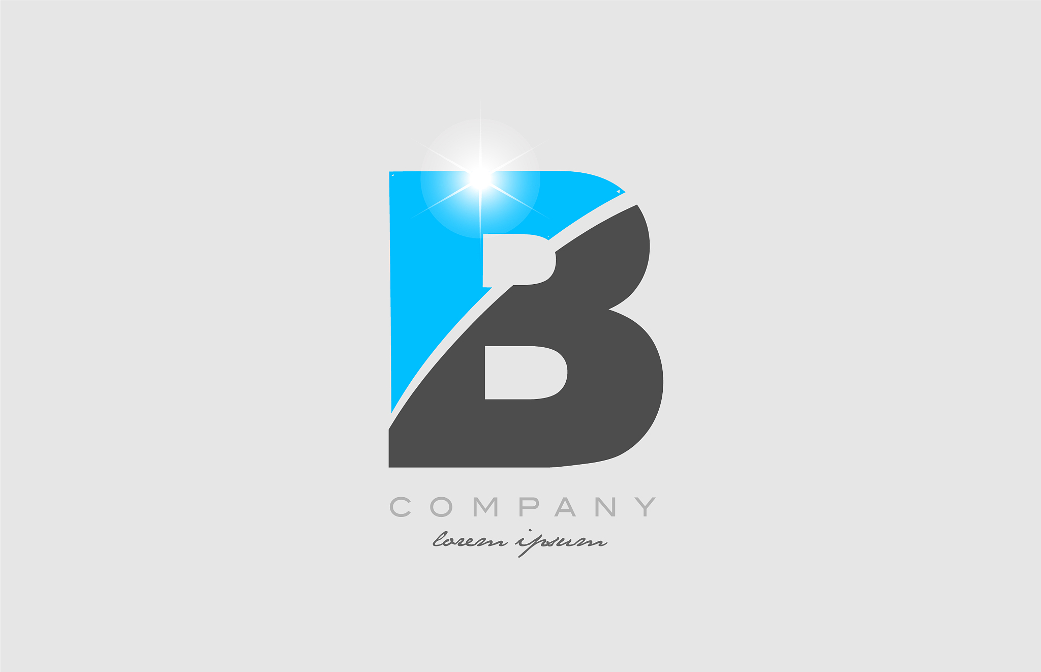 letter b in grey blue color alphabet for logo