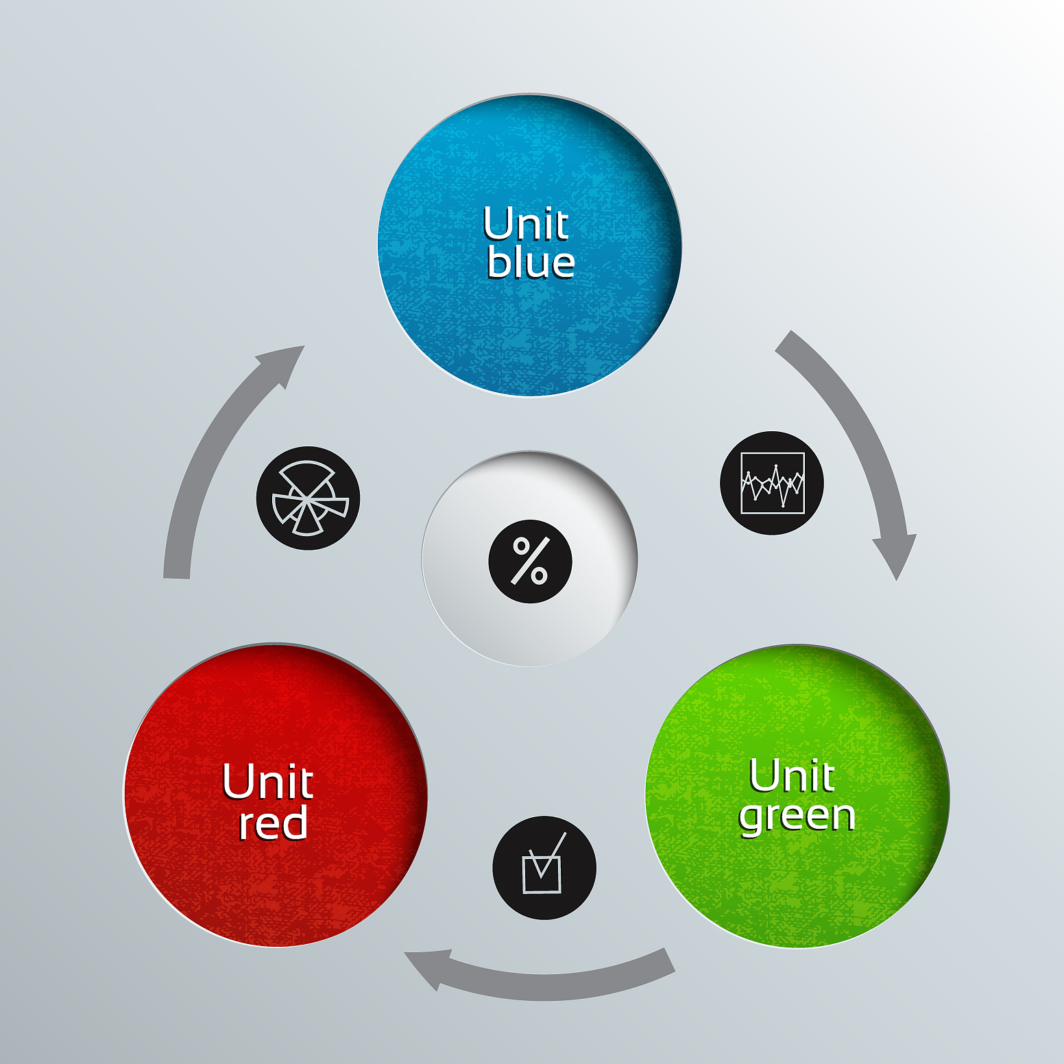 three unit business diagramtemplate