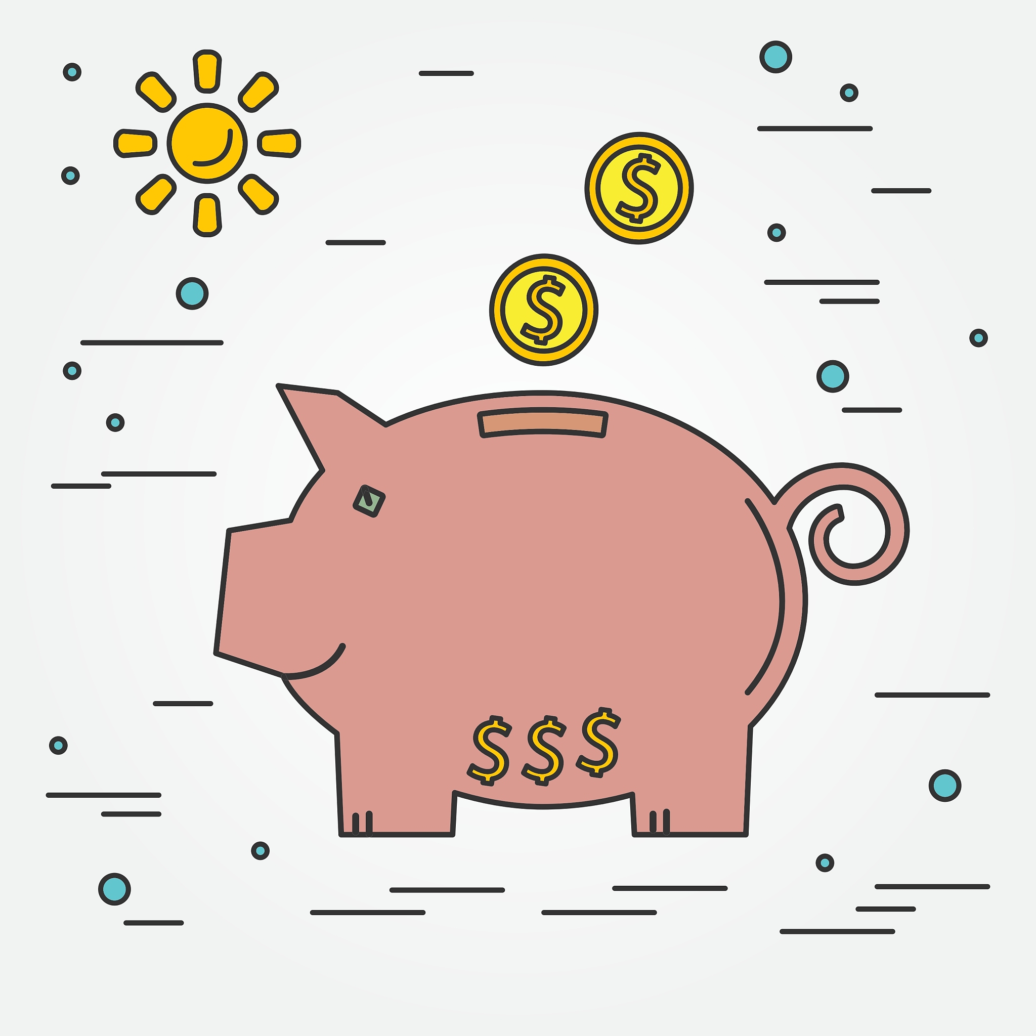 piggy bank think line icon