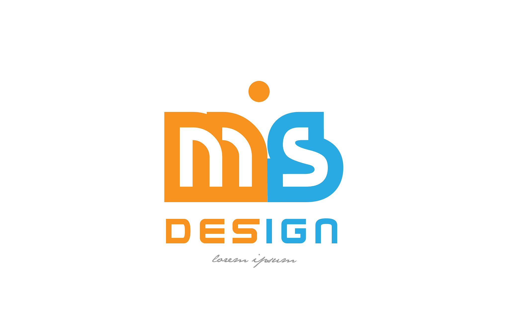 ms m s orange blue alphabet letter logo