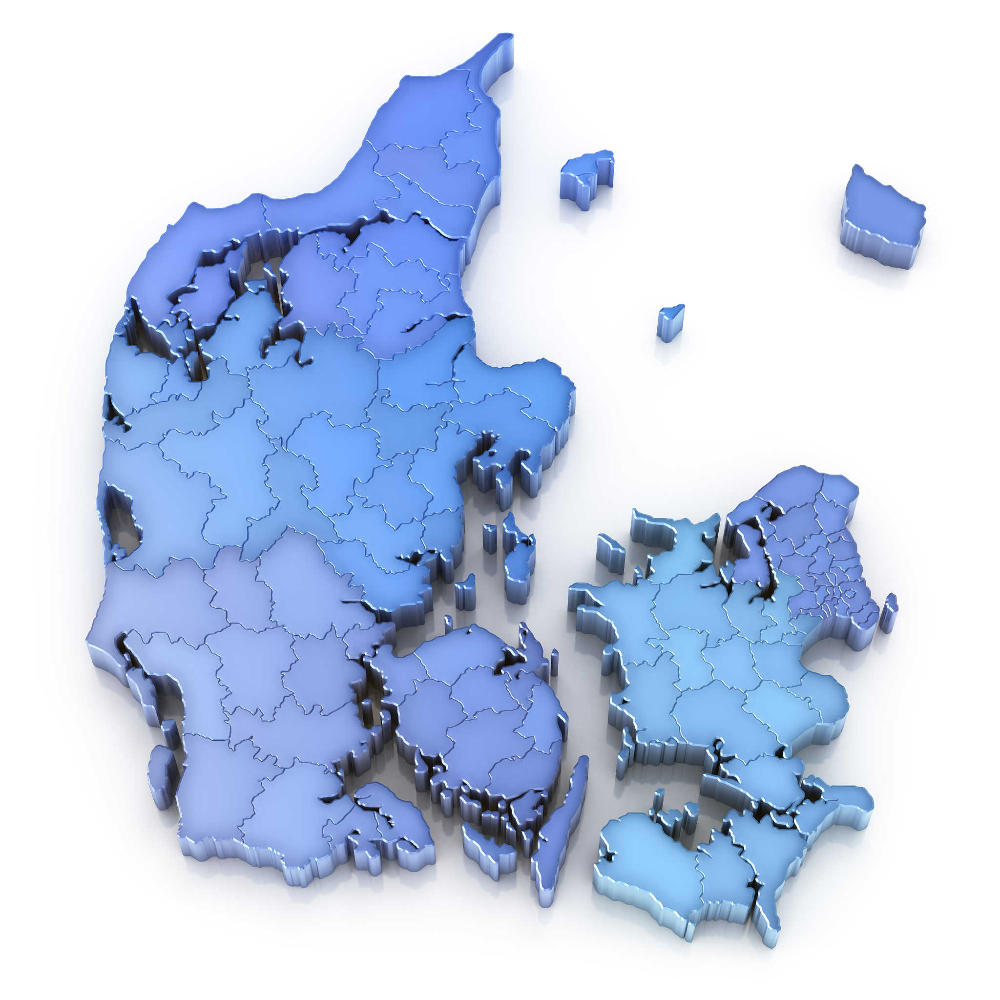 denmark map with regions and municipalities