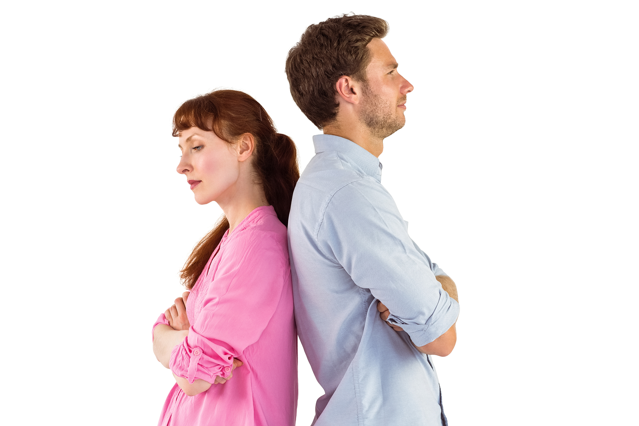 irritated couple ignoring each other