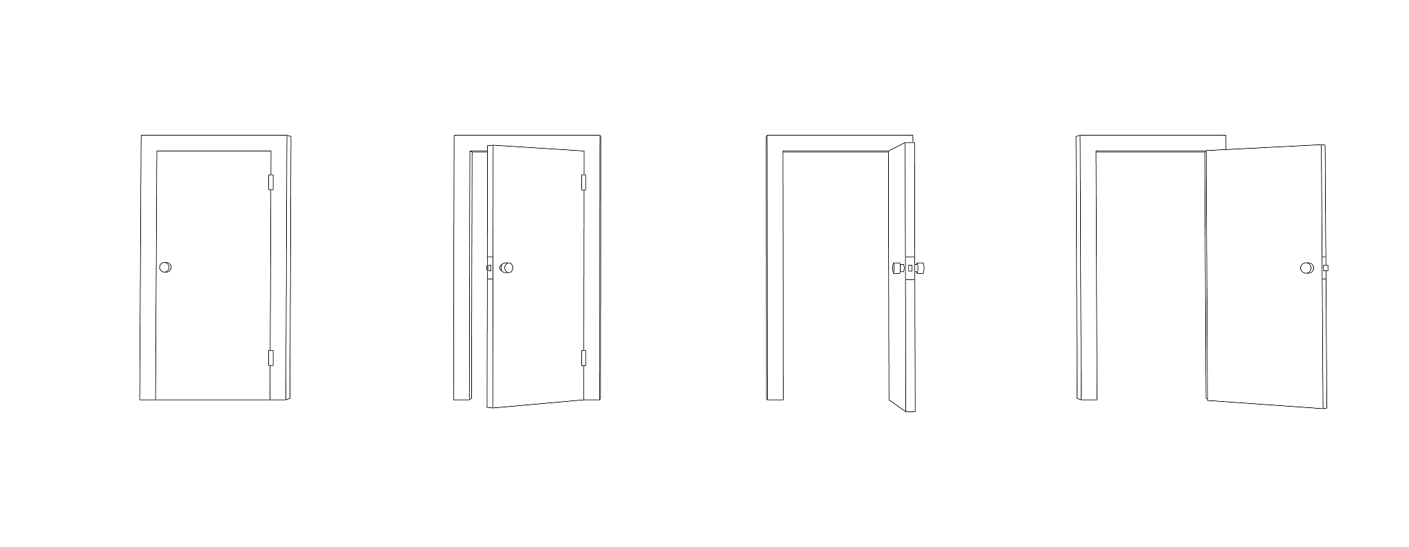 outline closed and opened doors. front view door vector.