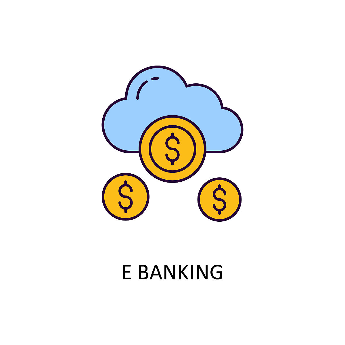 e银行矢量填充轮廓图标设计插图.银行和支付符号在白色背景eps 10文件