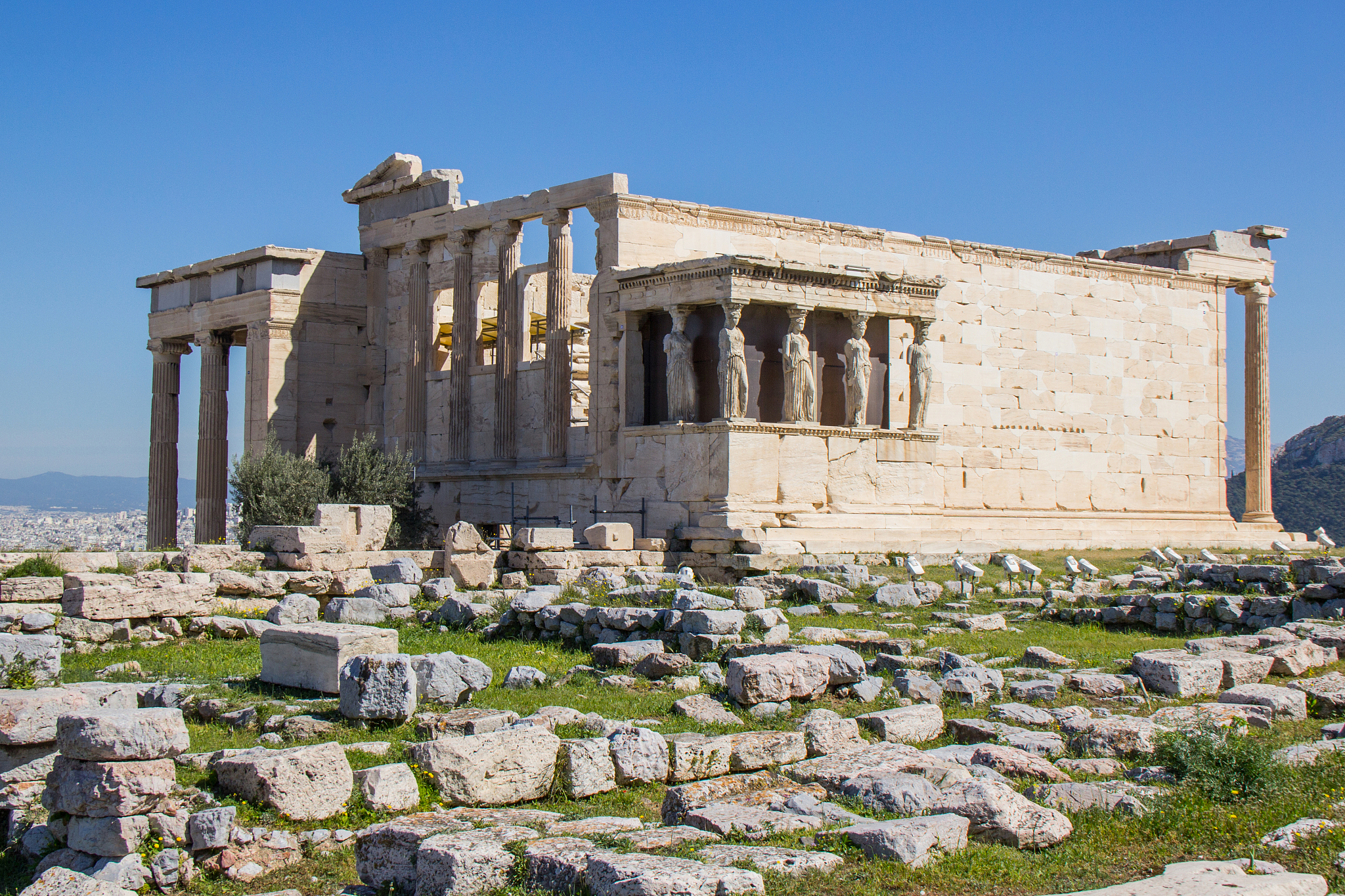 caryatid and sky at acropolis