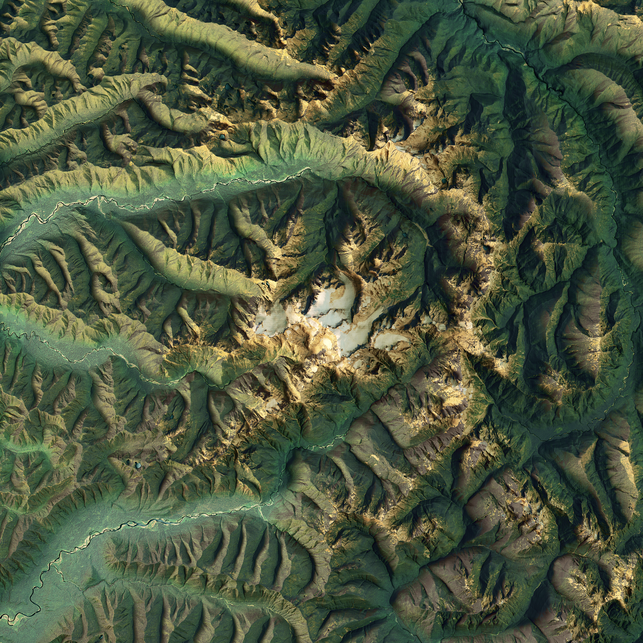 mount olympus 3d render topographic map color