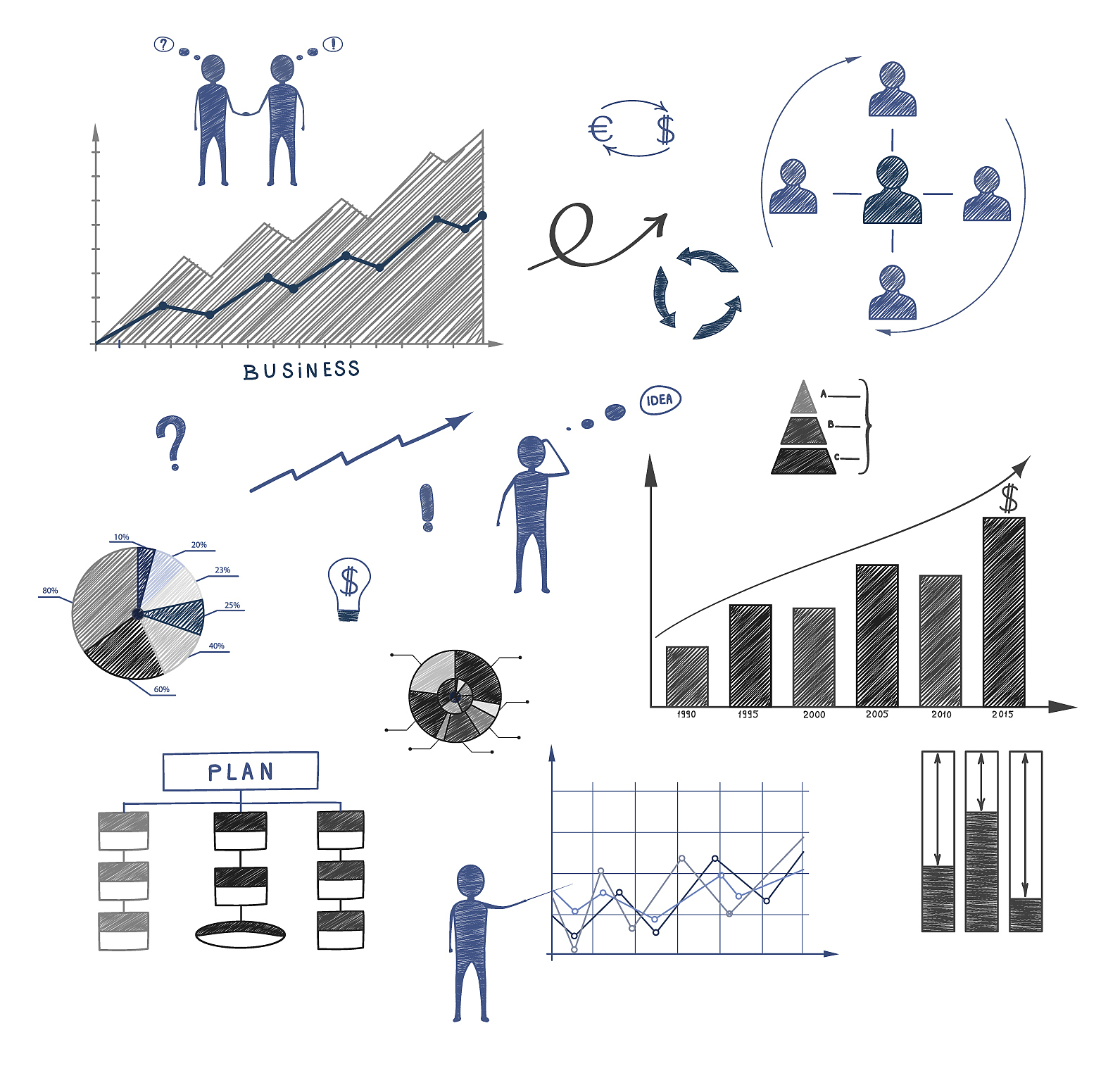 business doodle elements of infographics