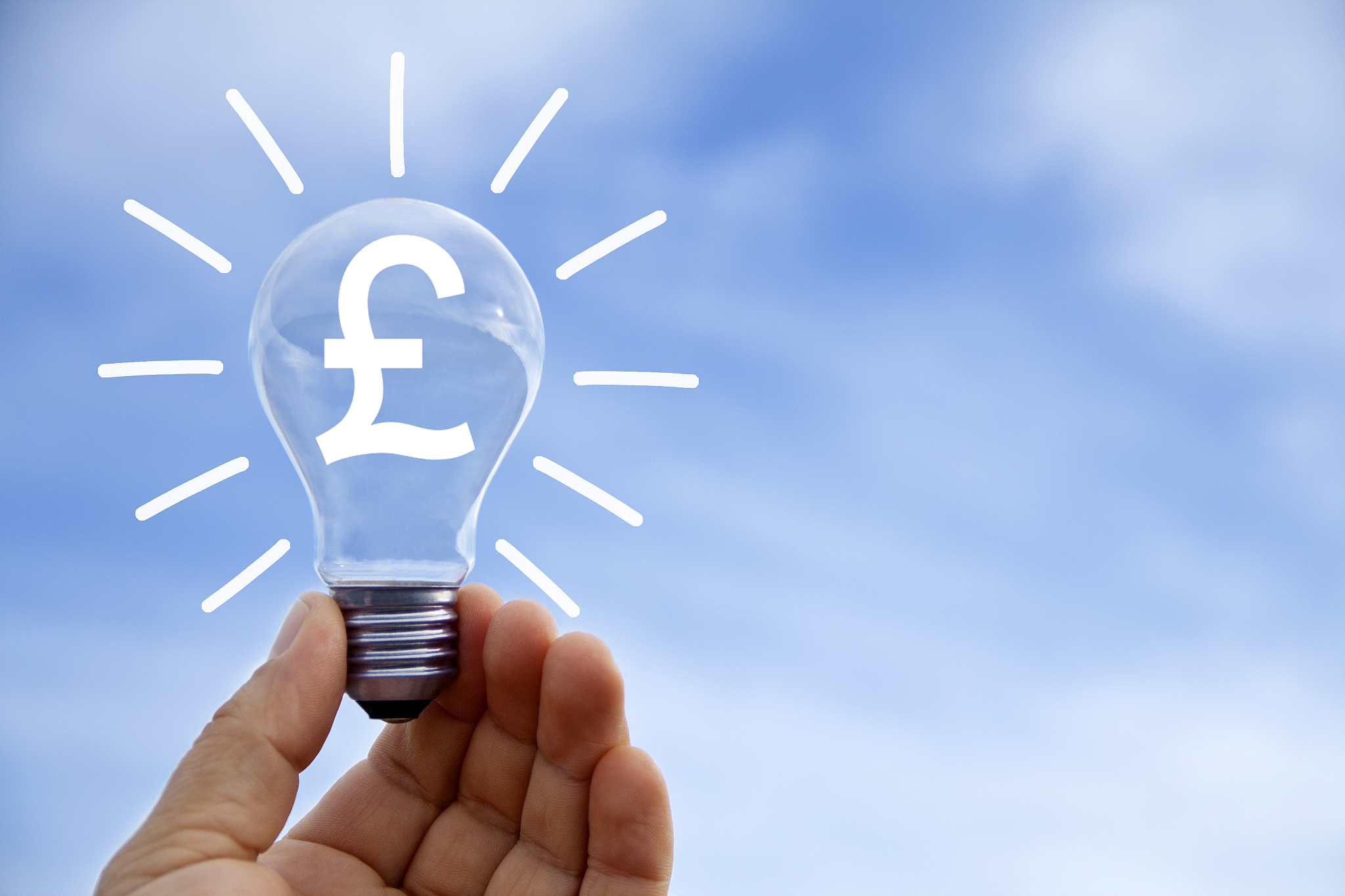 light bulb in hand with pound sign