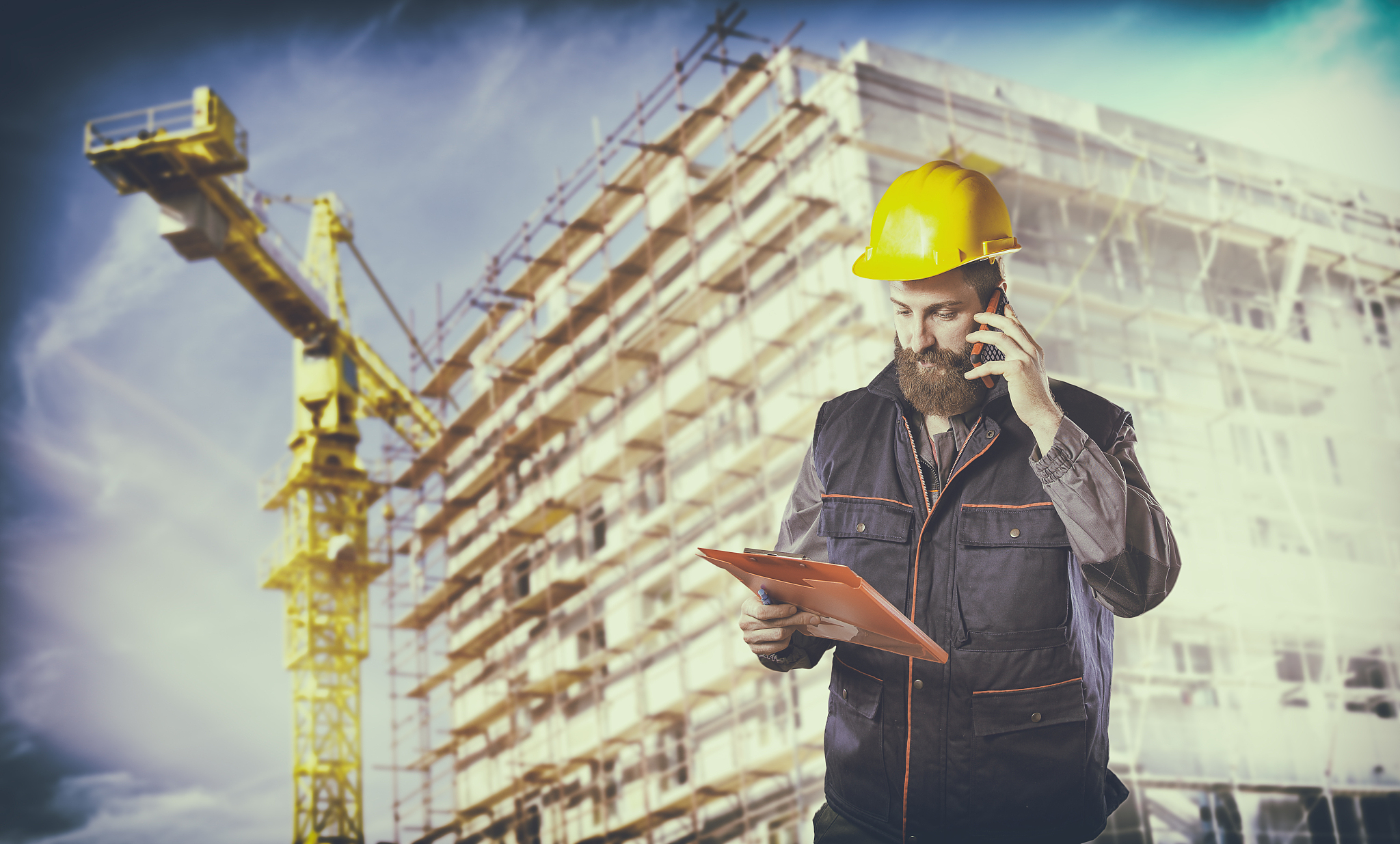 worker with protective uniform