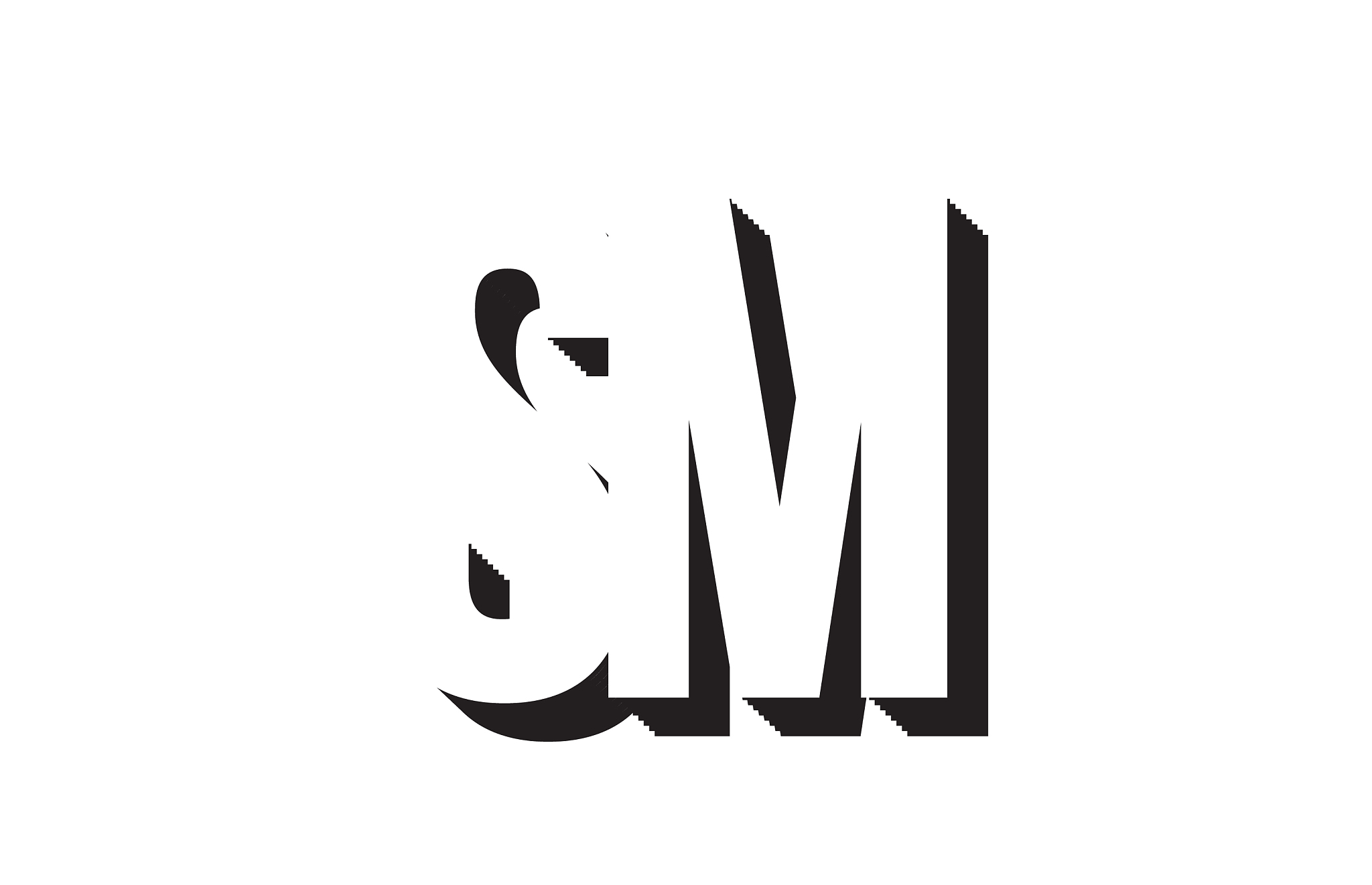 black and white sm s m alphabet letter logo