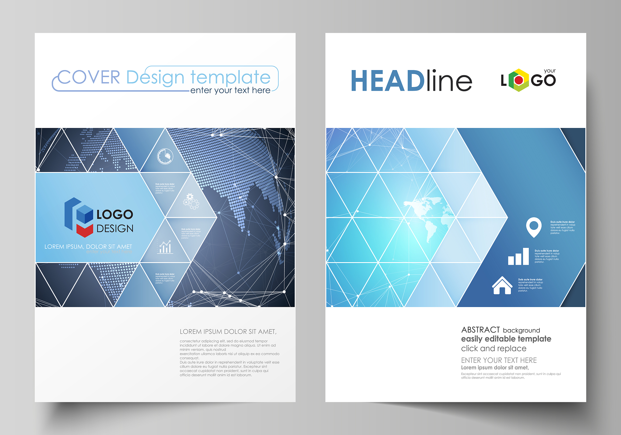 the vector illustration of the editable layout of two a4 format 