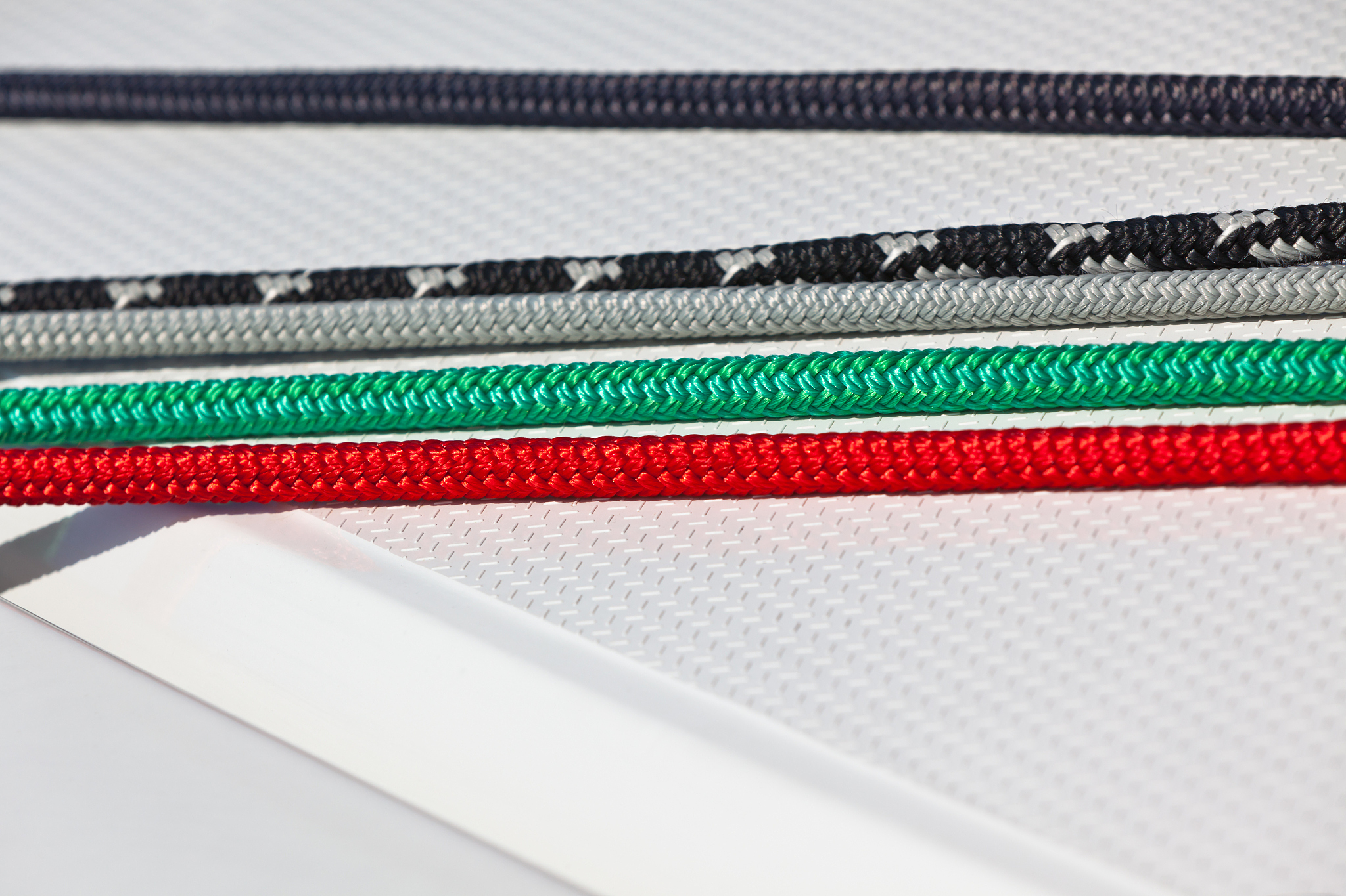 color ropes on white boat deck background