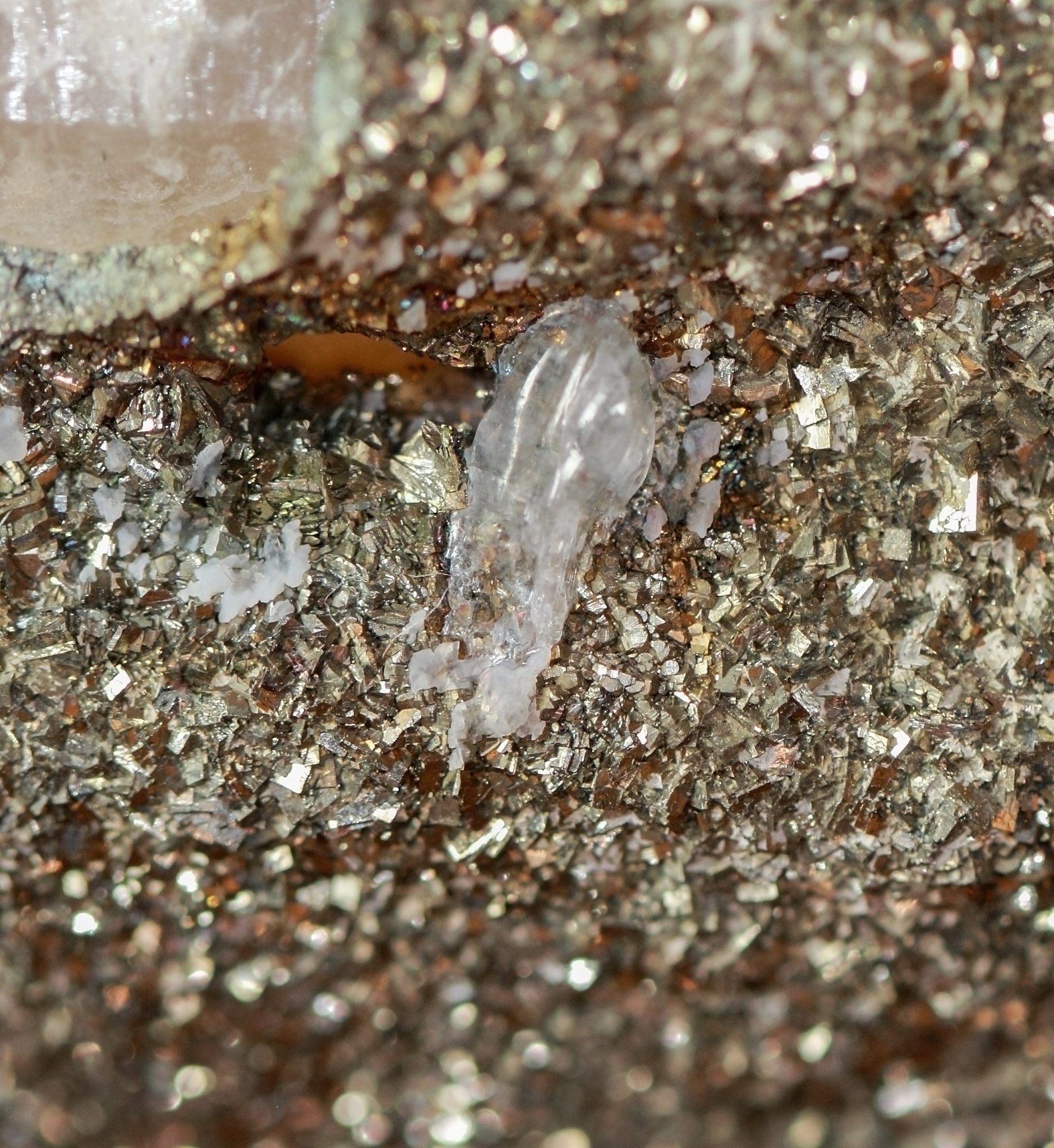 quartz on pyrite crystals structure. texture of gemstone