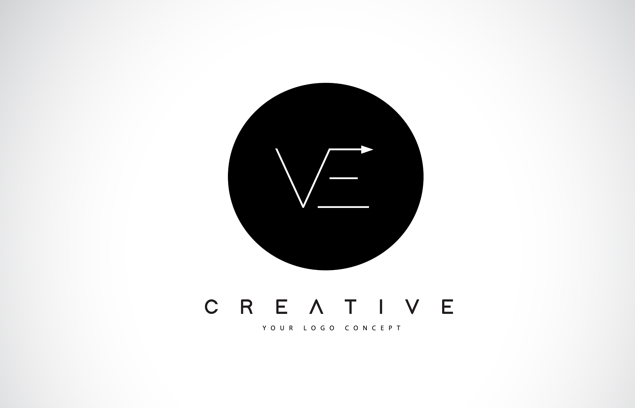 ve v e logo design with black and white creative