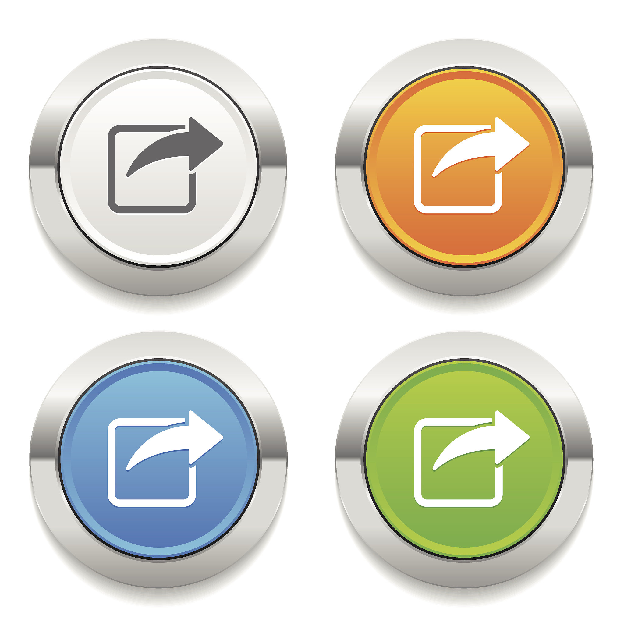 four color round button with copy icon and metallic border