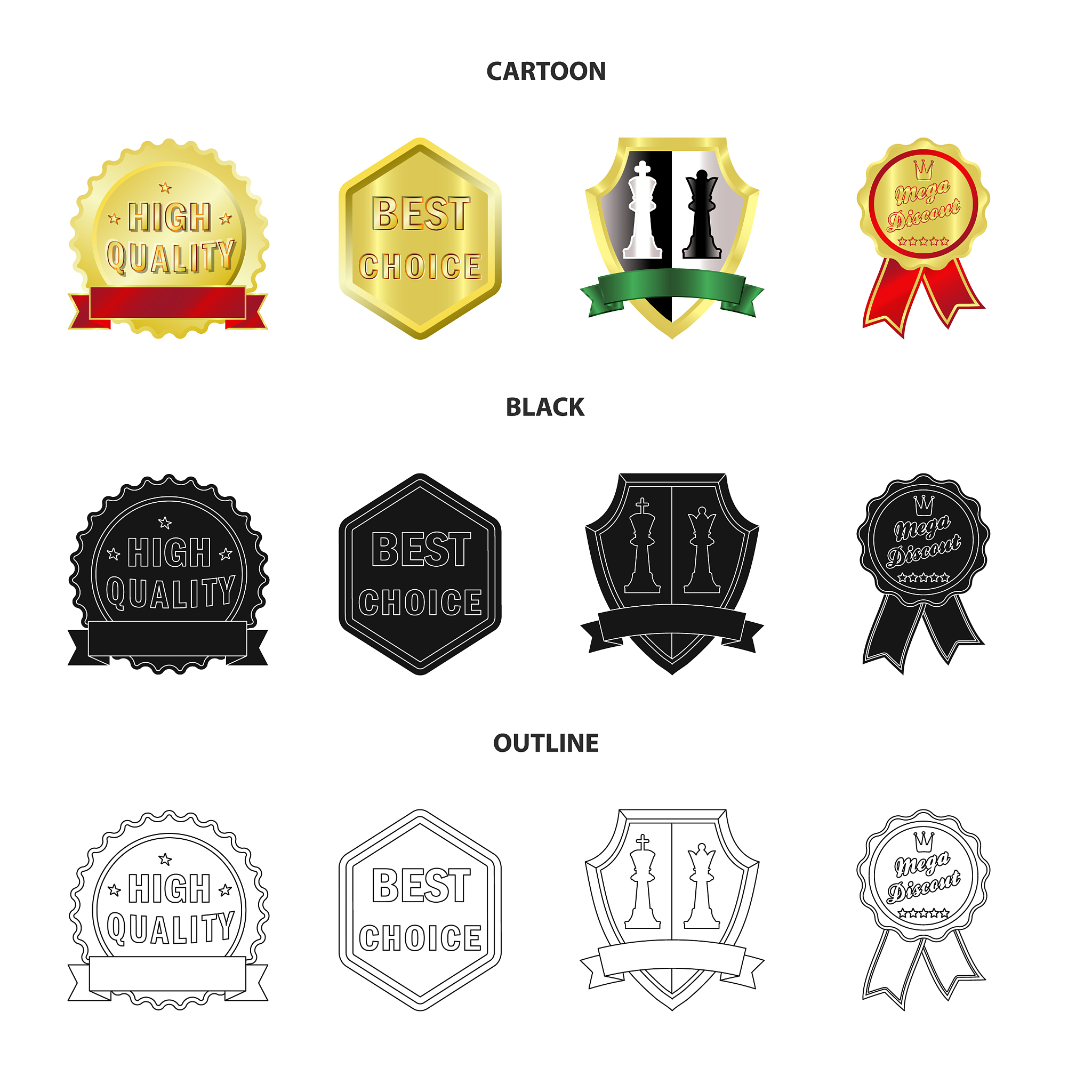emblem and badge sign set
