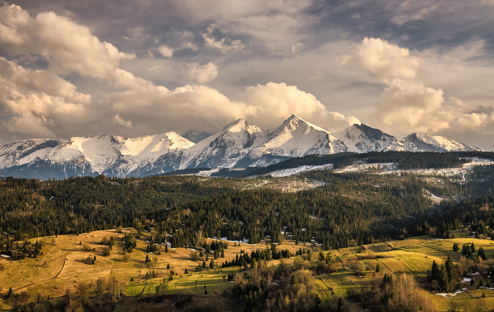 spring comes to the snowy high tatra mountains in poland