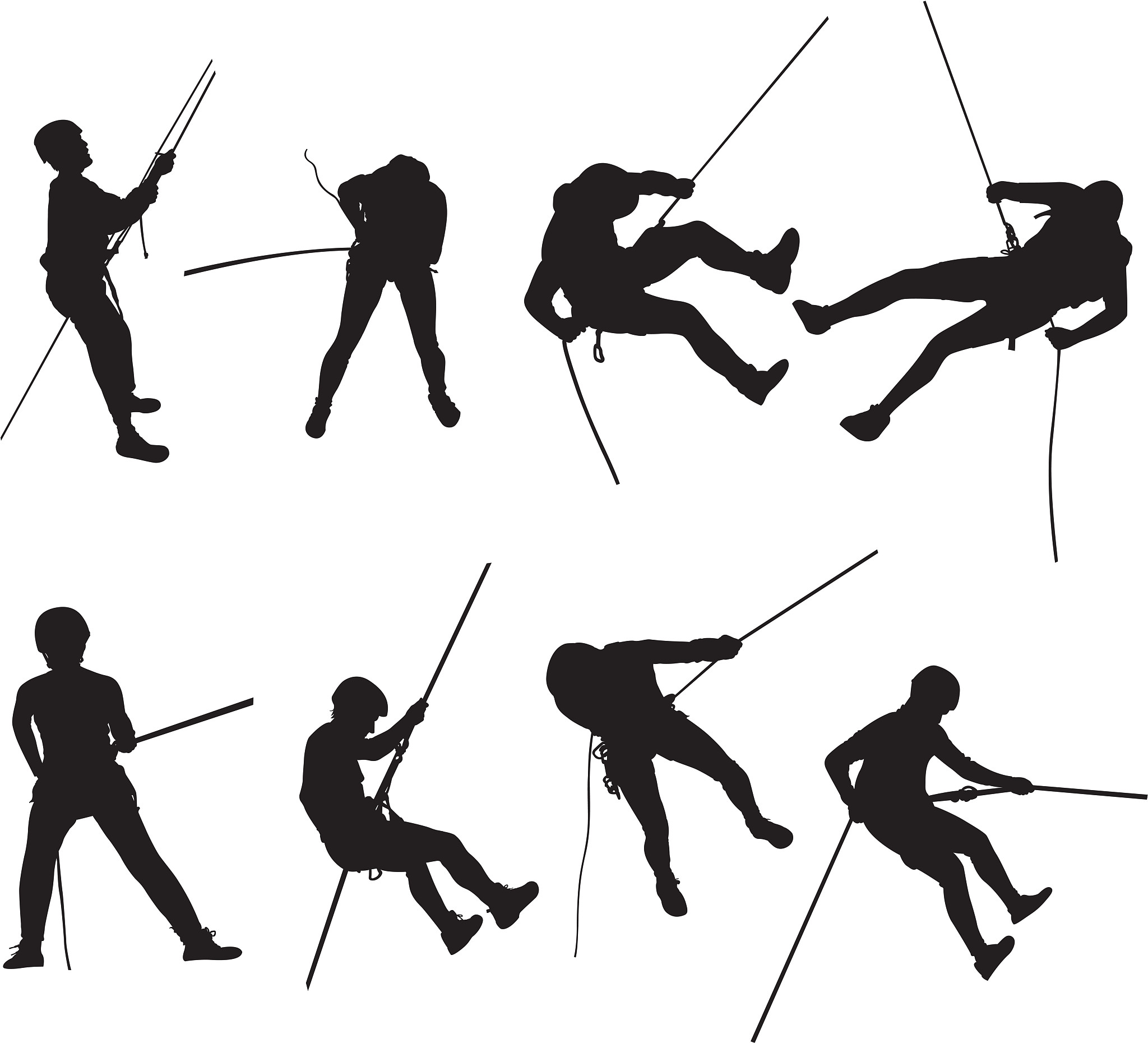 rappelling silhouettes