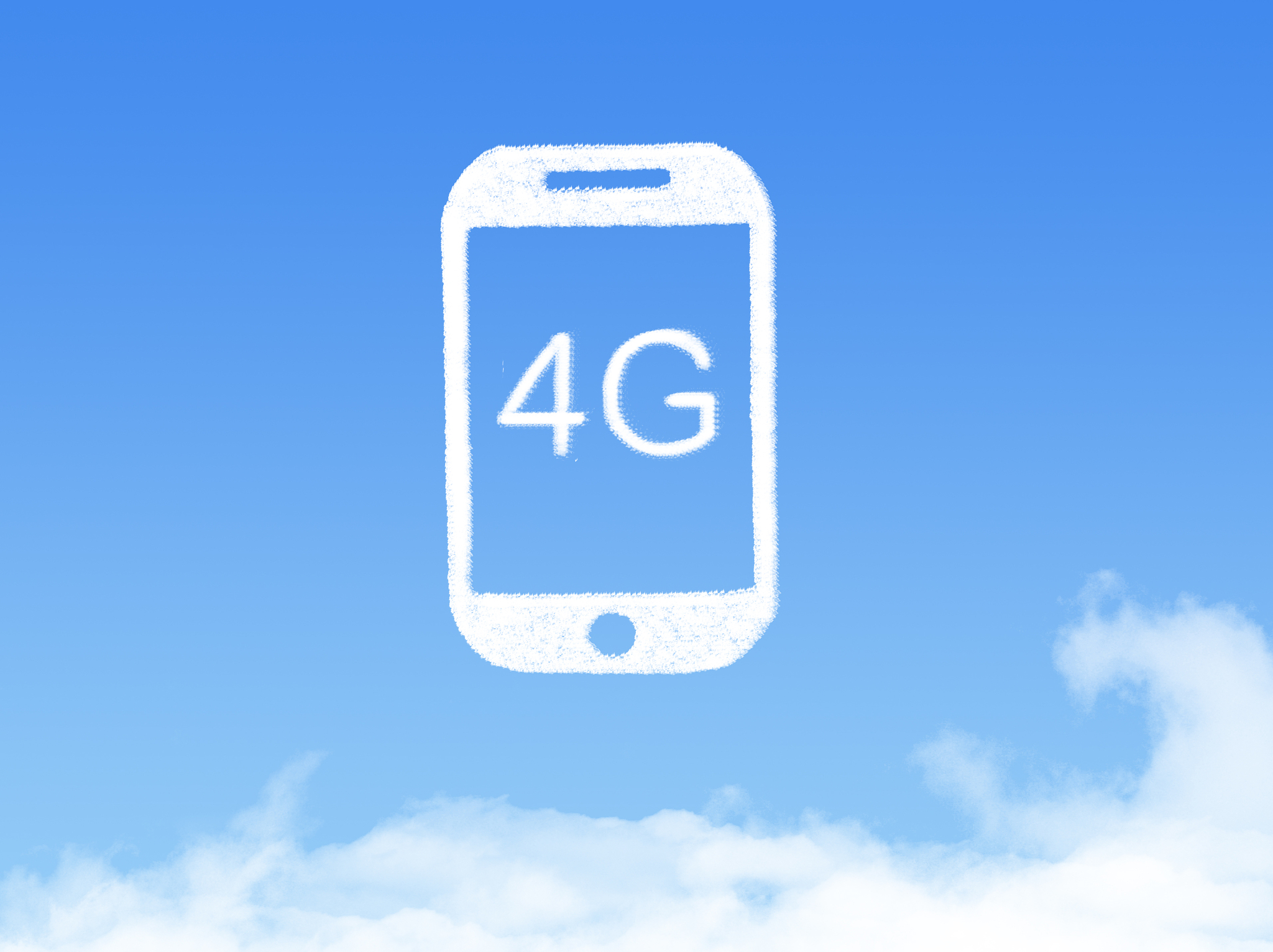 4g mobile phone cloud shape on blue sky