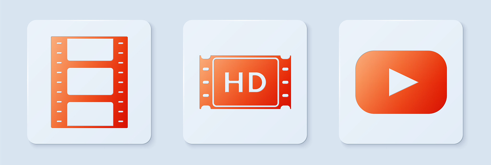set 4k movie, tape, frame , play video and play . white square b