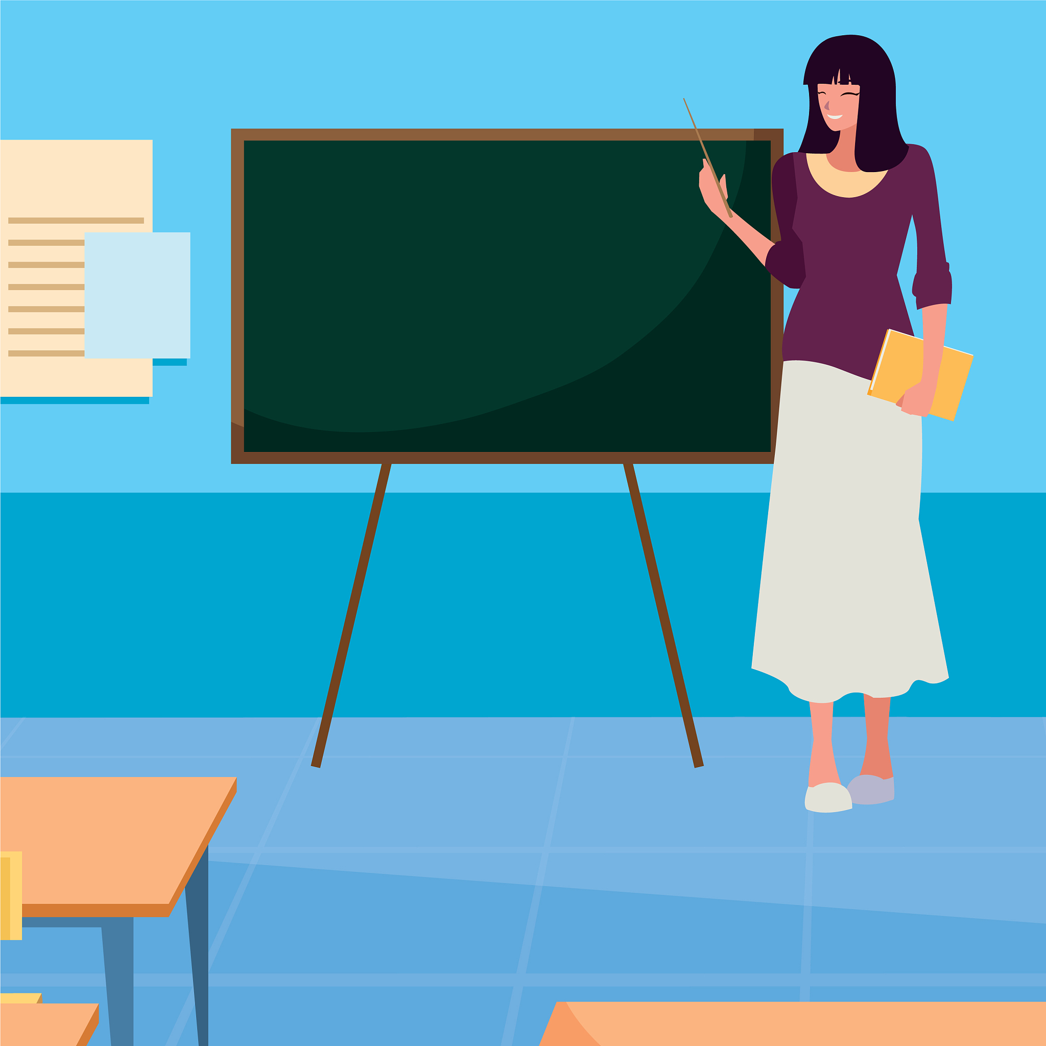 female teacher in classroom character