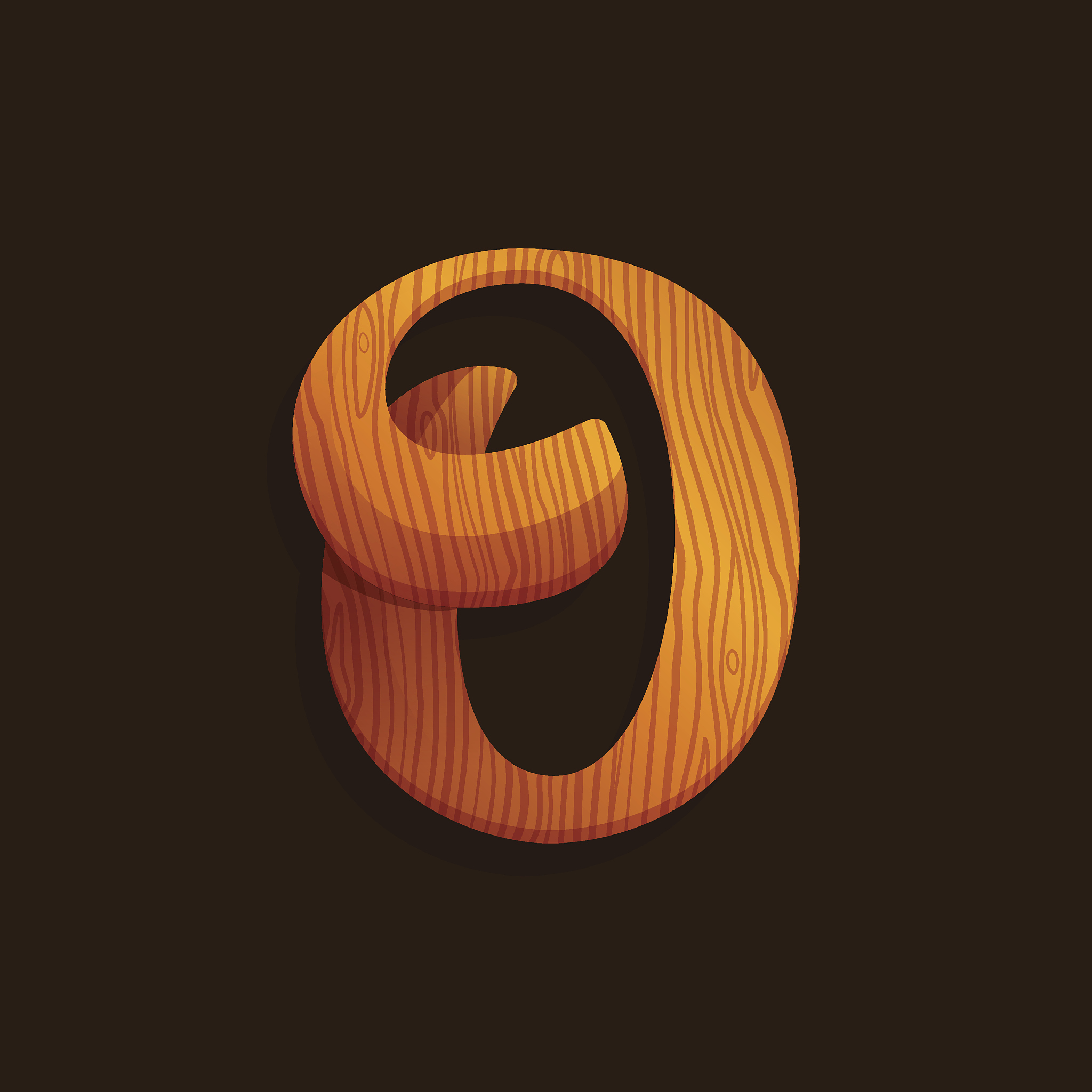 o letter icon with wood texture.