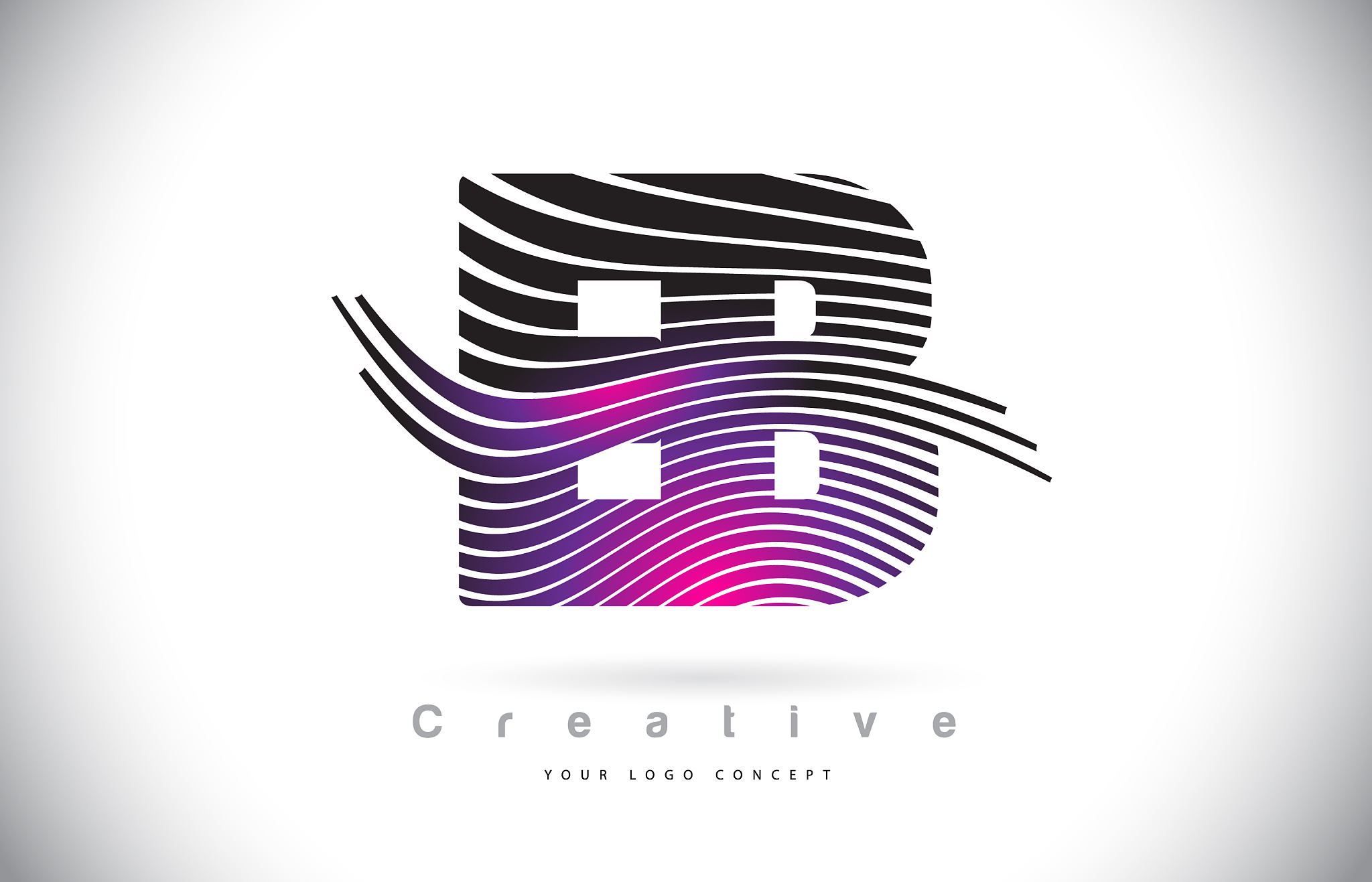 eb e b zebra texture letter logo design with