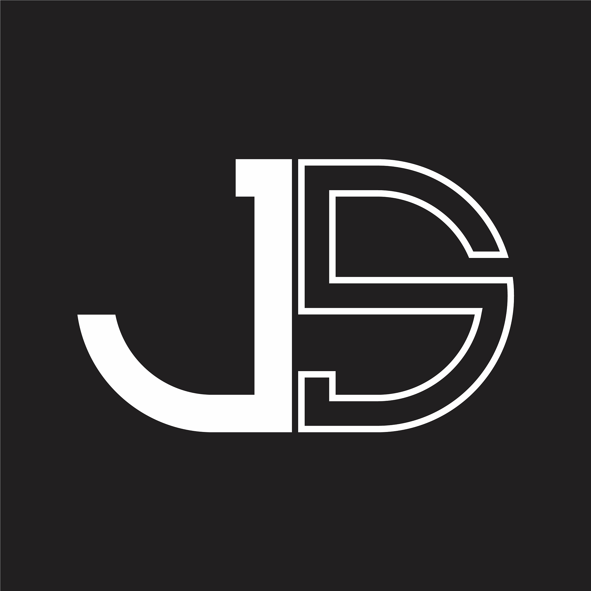 js letter logo monogram with oval shape negative