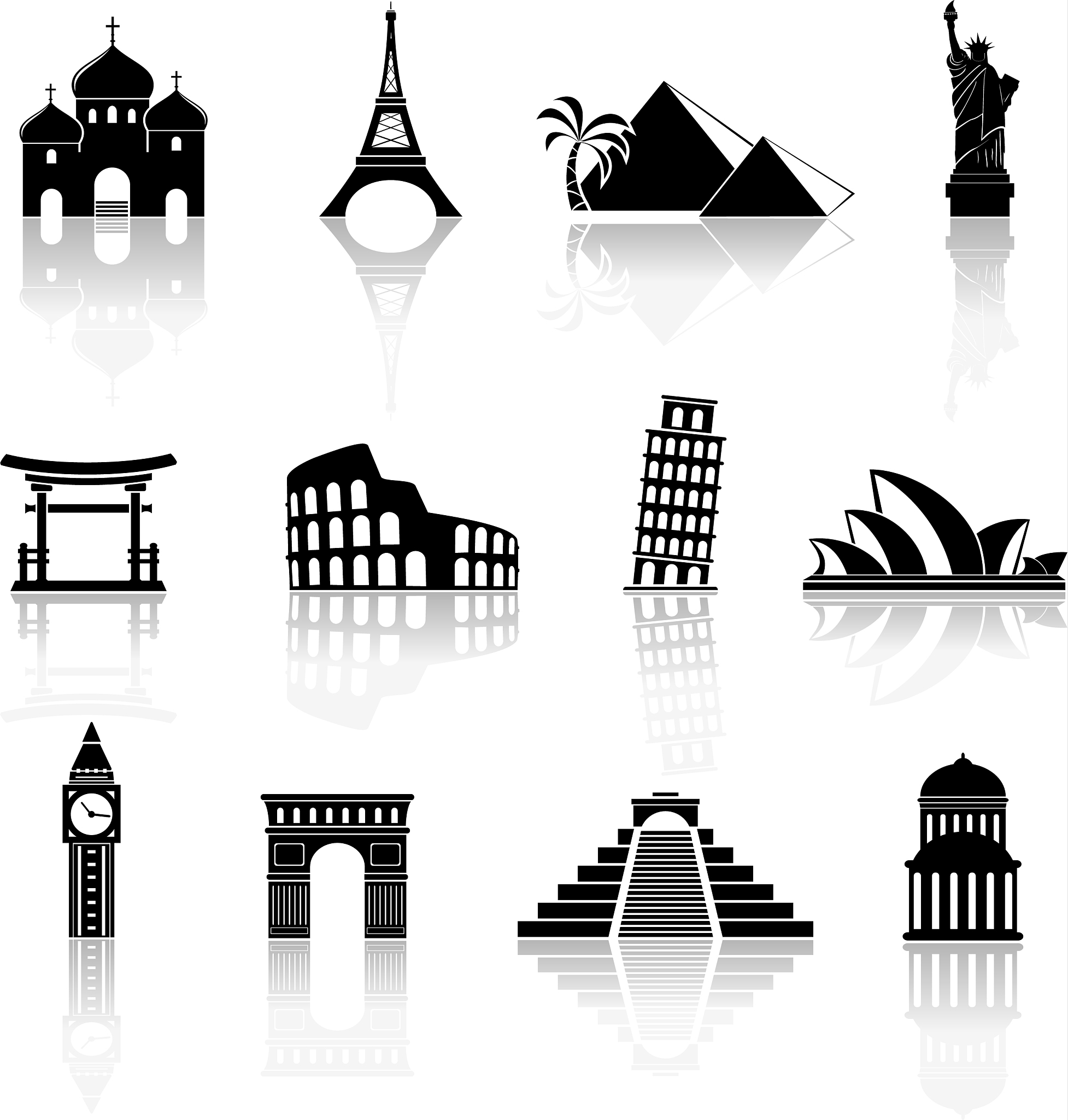 world sights icons world famous buildings