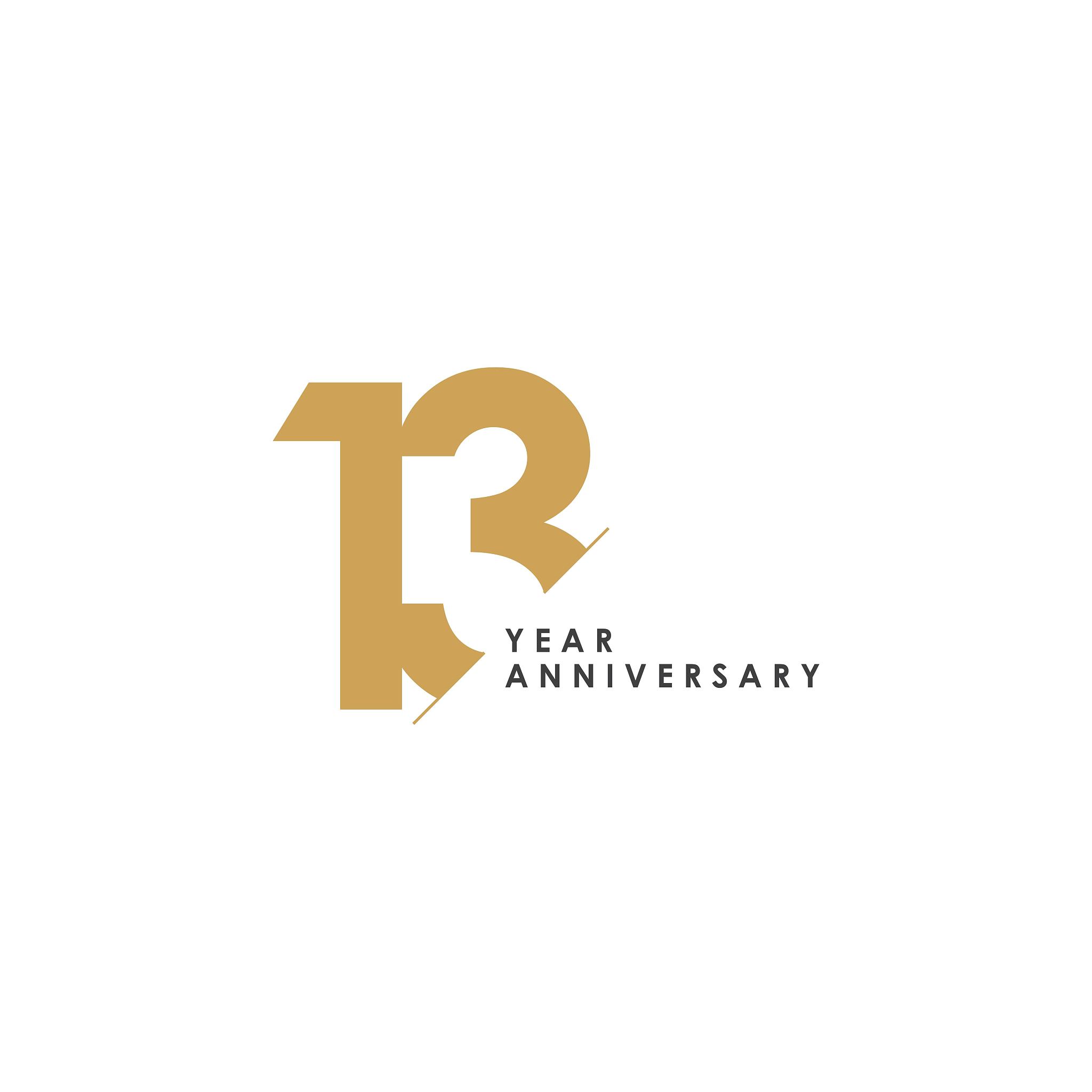 13 year anniversary vector template design illustration