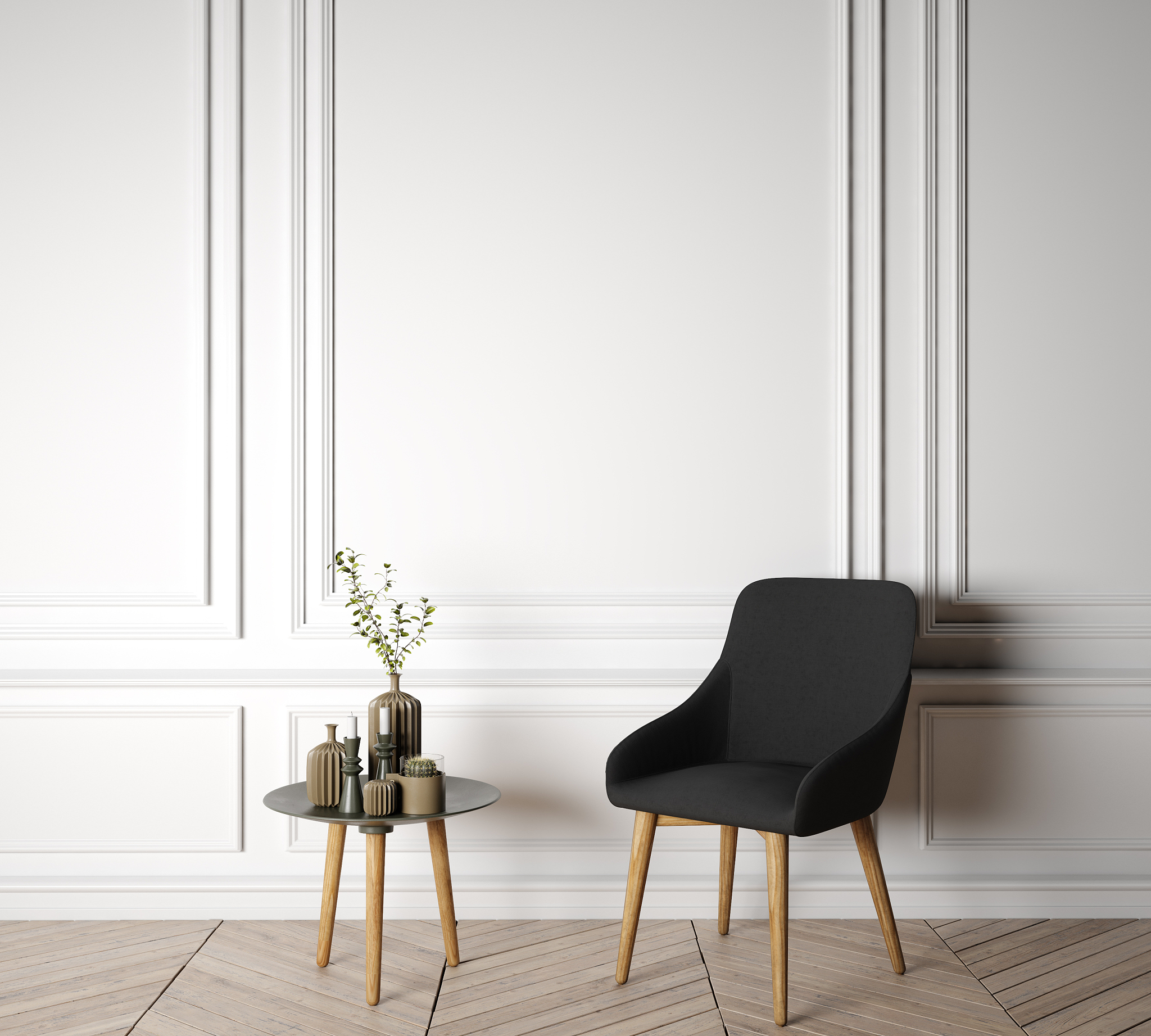 modern interior design of white bright living area. stock photo