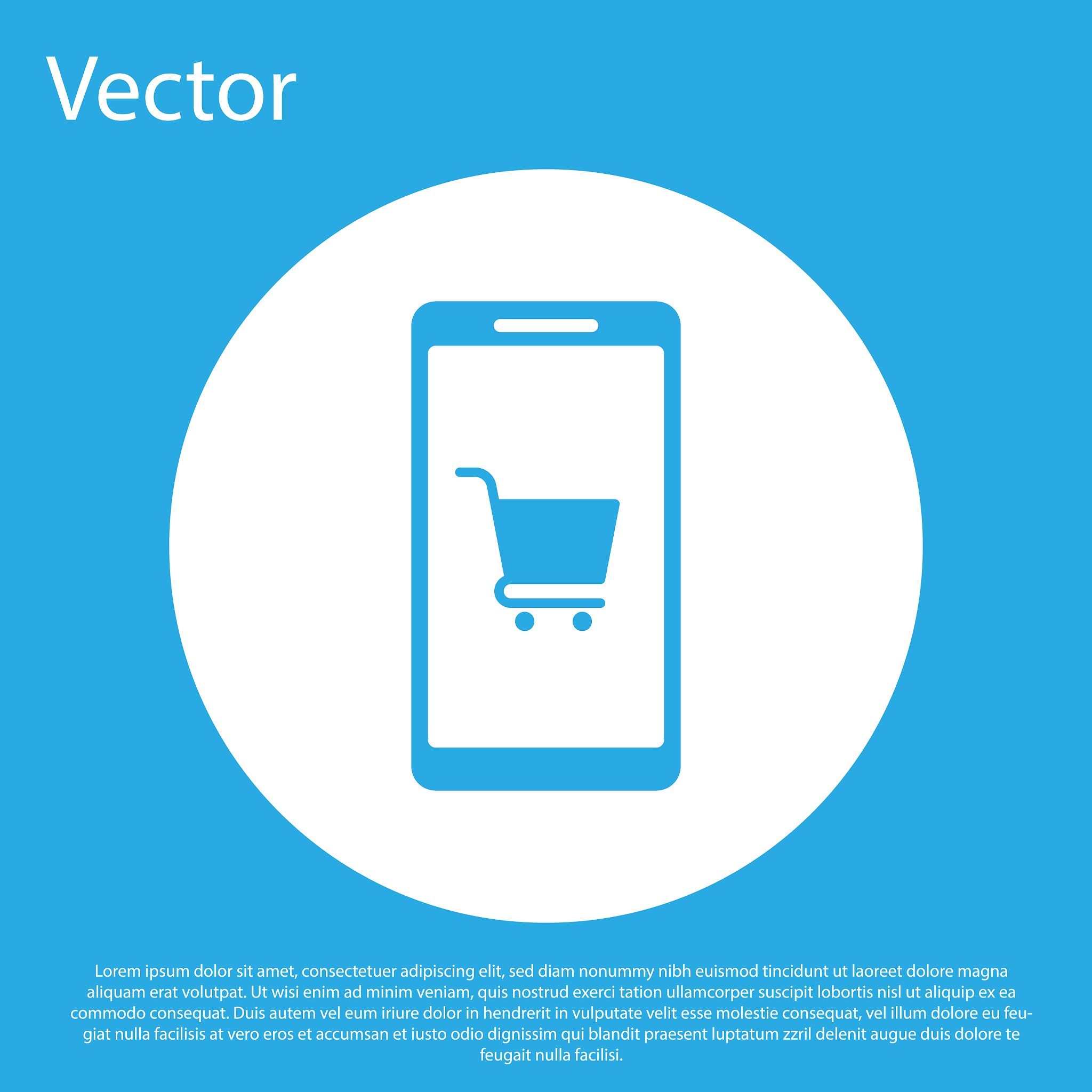 blue mobile phone and shopping cart icon isolated