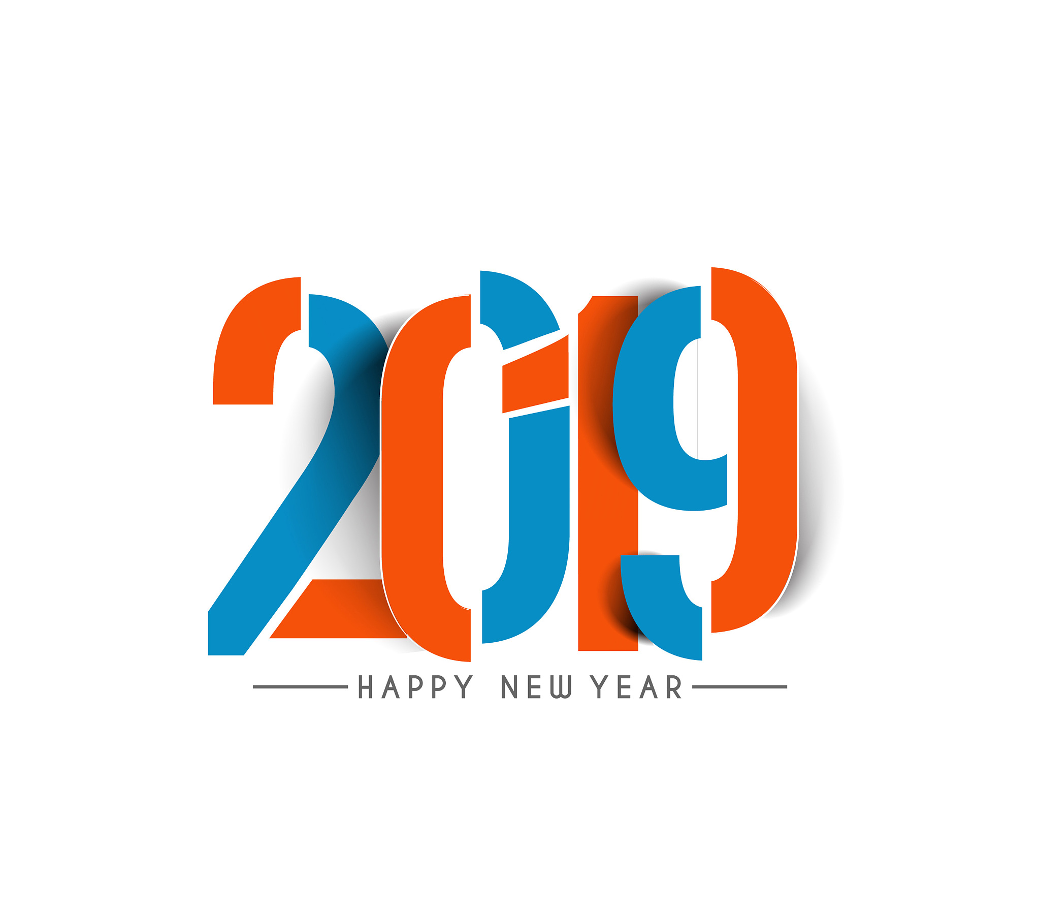 happy new year 2019 text design  patter, vector illustration.